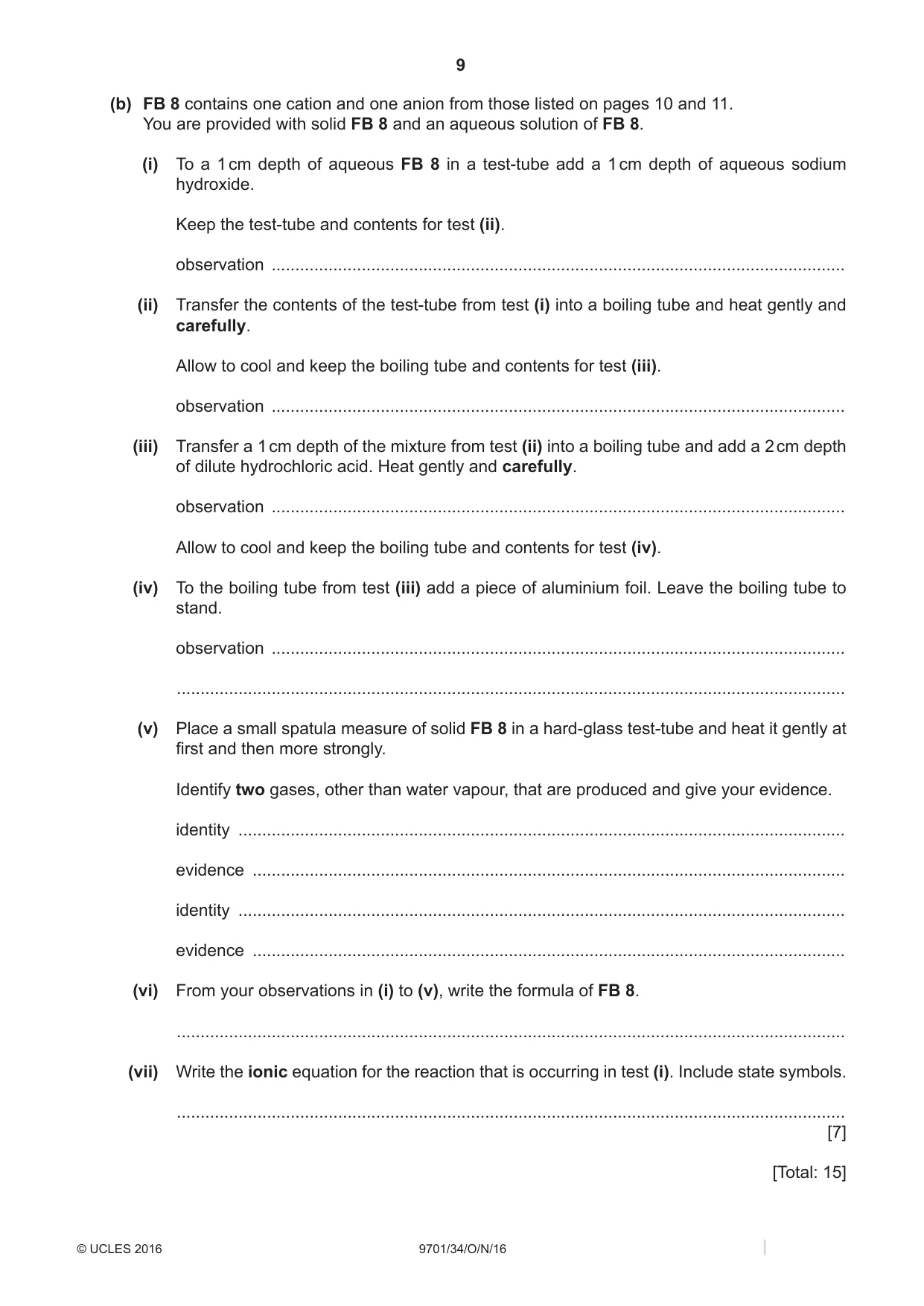 Cambridge A Level Chemistry 9701 2016 Oct/Nov Paper 3 · Variant 4 question paper, page 9 of 12