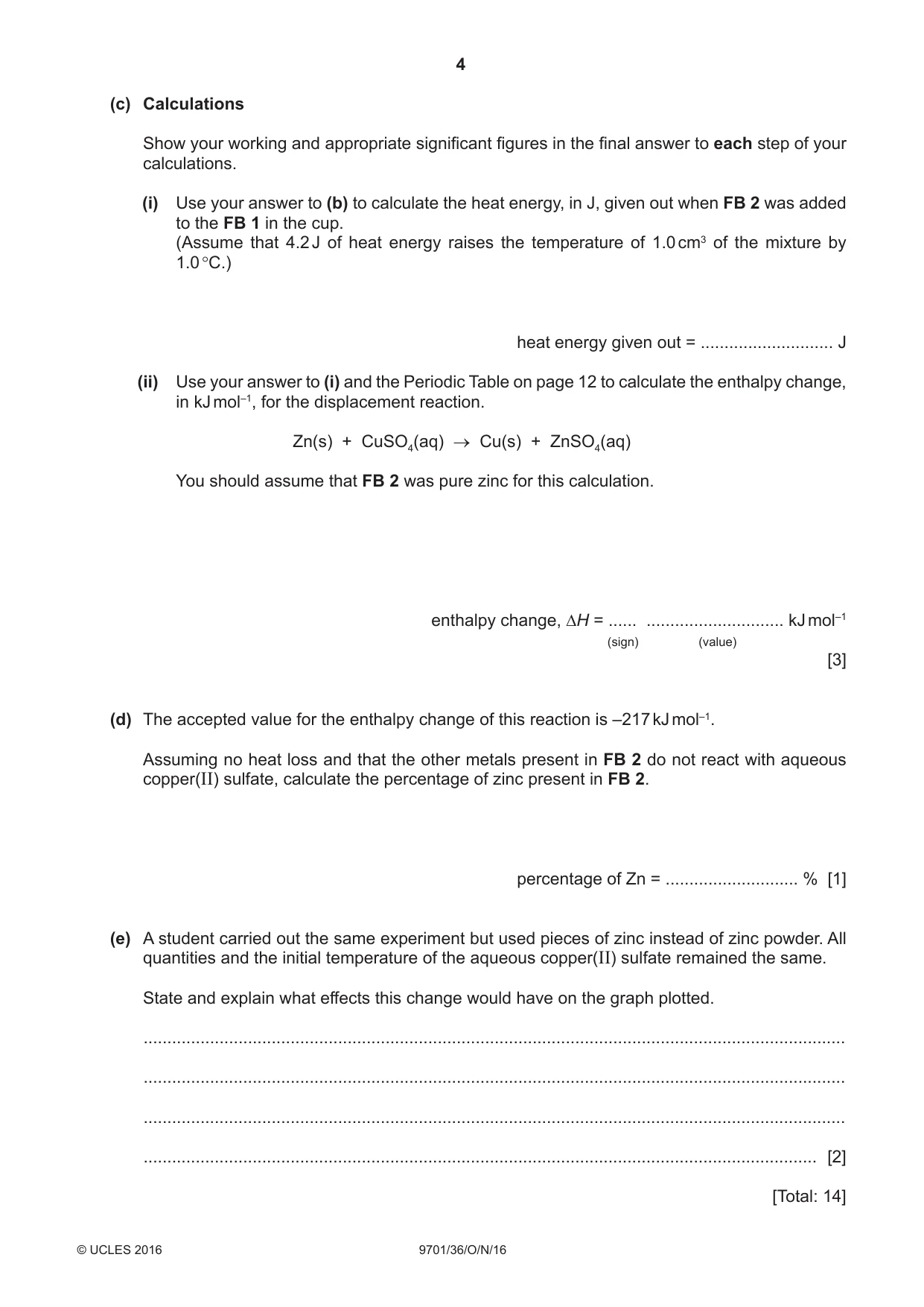 Cambridge A Level Chemistry 9701 2016 Oct/Nov Paper 3 · Variant 6 question paper, page 4 of 12