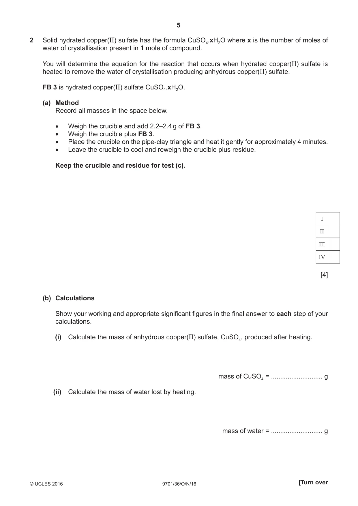 Cambridge A Level Chemistry 9701 2016 Oct/Nov Paper 3 · Variant 6 question paper, page 5 of 12