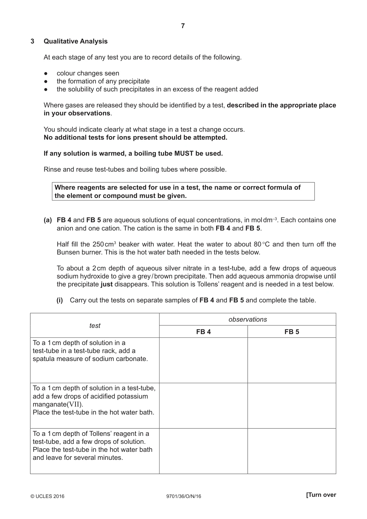 Cambridge A Level Chemistry 9701 2016 Oct/Nov Paper 3 · Variant 6 question paper, page 7 of 12