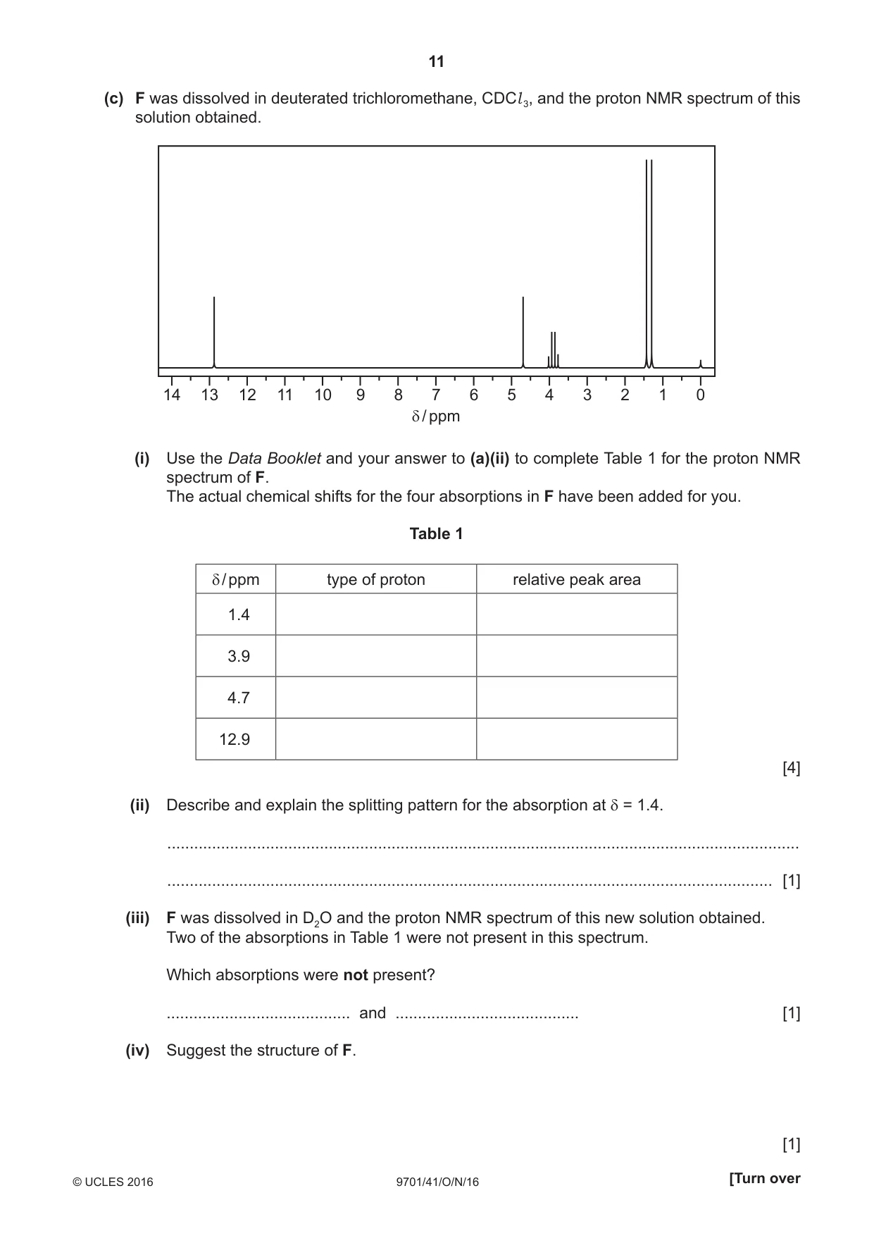 Cambridge A Level Chemistry 9701 2016 Oct/Nov Paper 4 · Variant 1 question paper, page 11 of 20