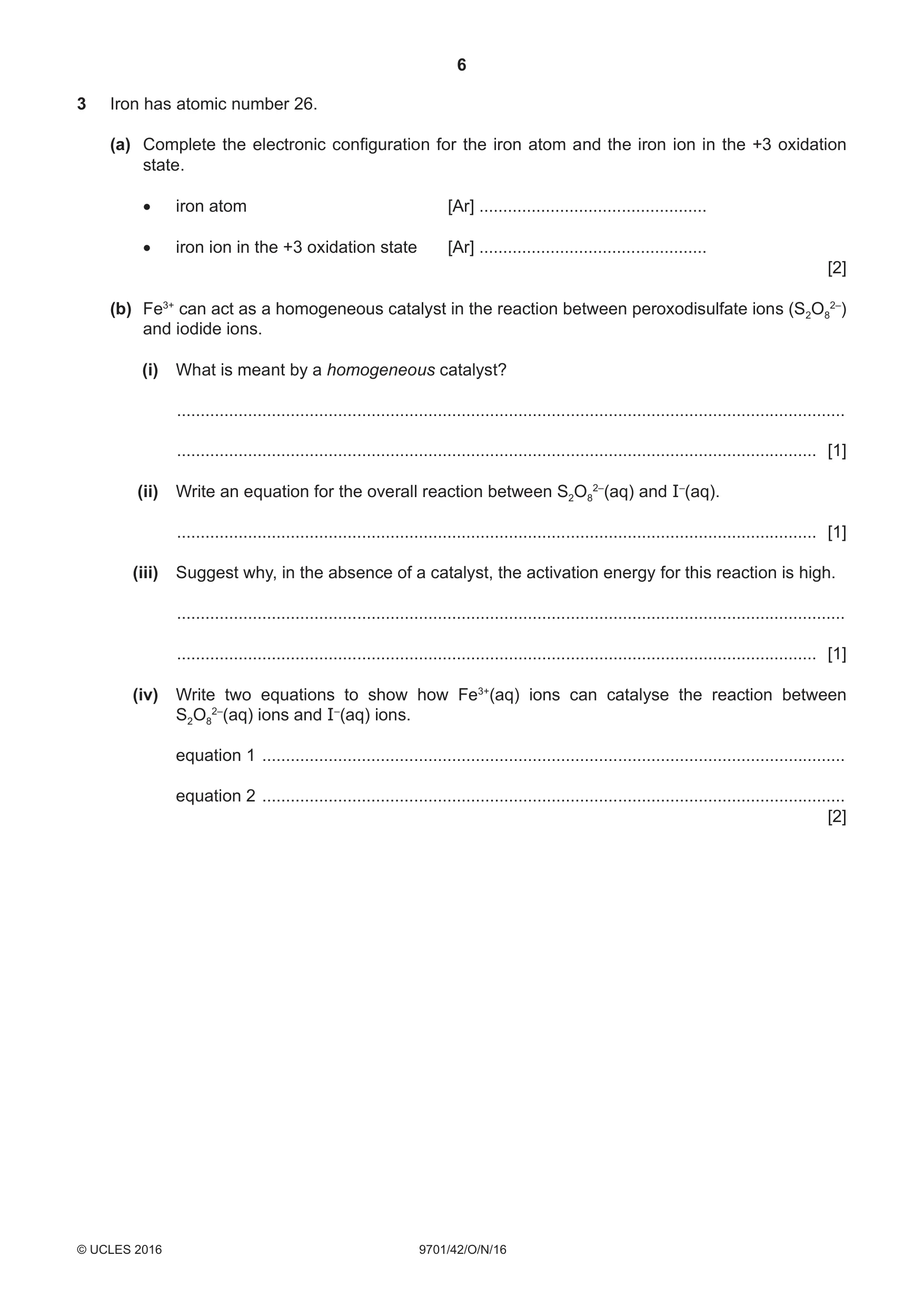 Cambridge A Level Chemistry 9701 2016 Oct/Nov Paper 4 · Variant 2 question paper, page 6 of 20