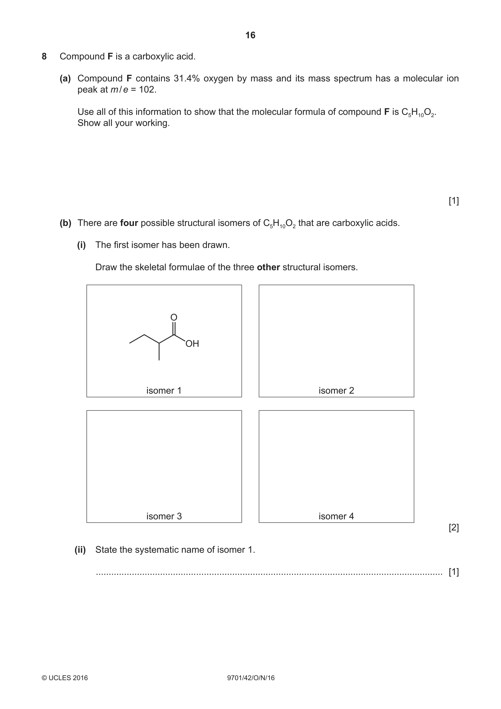 Cambridge A Level Chemistry 9701 2016 Oct/Nov Paper 4 · Variant 2 question paper, page 16 of 20