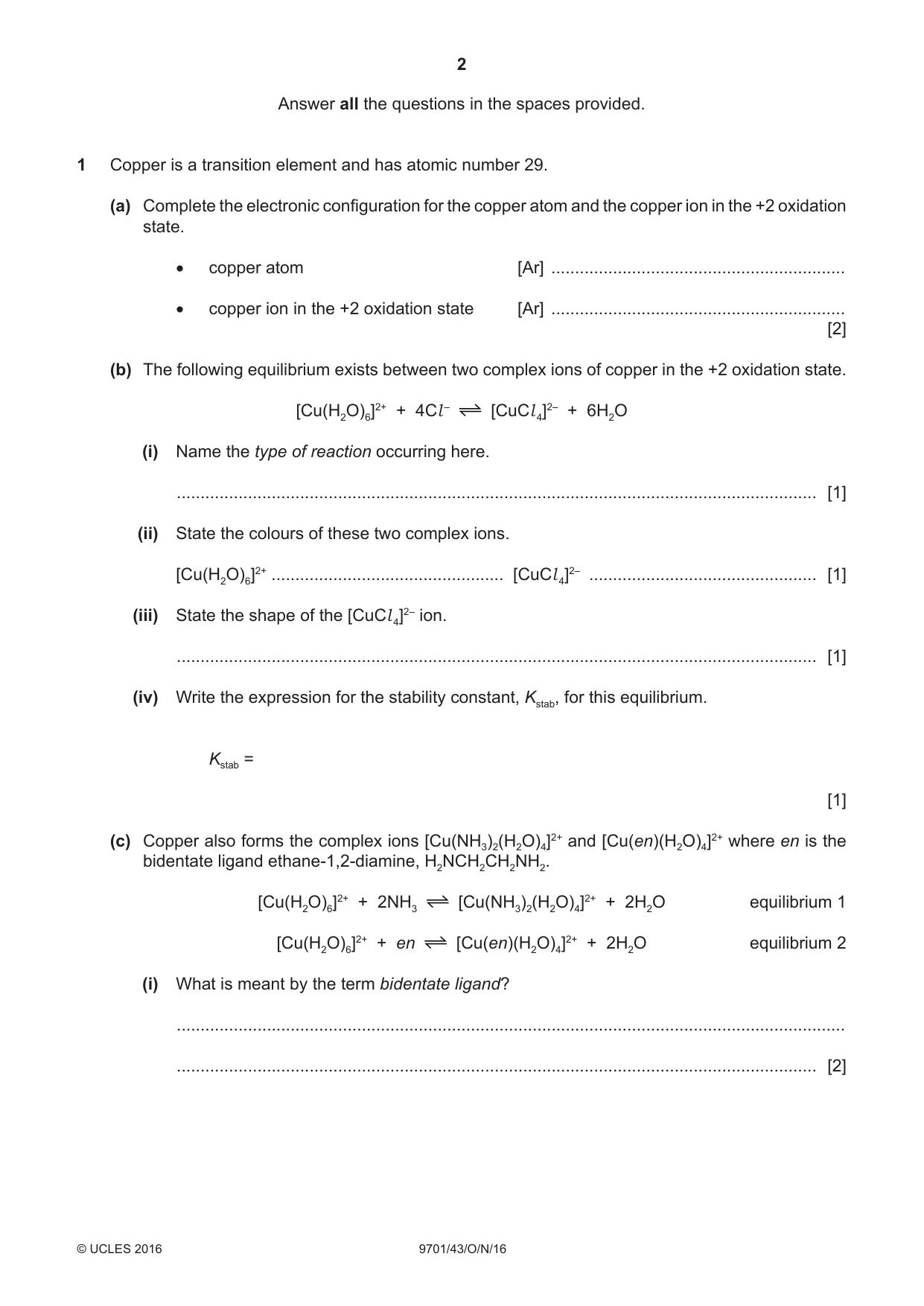 Cambridge A Level Chemistry 9701 2016 Oct/Nov Paper 4 · Variant 3 question paper, page 2 of 20