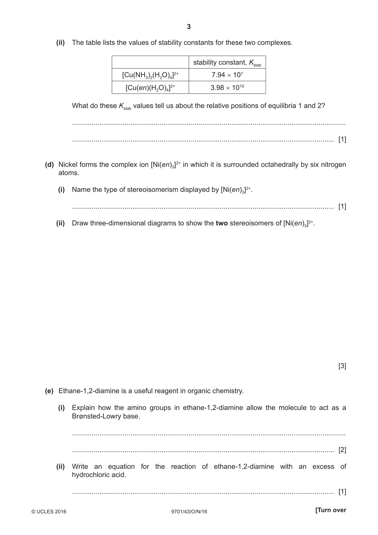 Cambridge A Level Chemistry 9701 2016 Oct/Nov Paper 4 · Variant 3 question paper, page 3 of 20