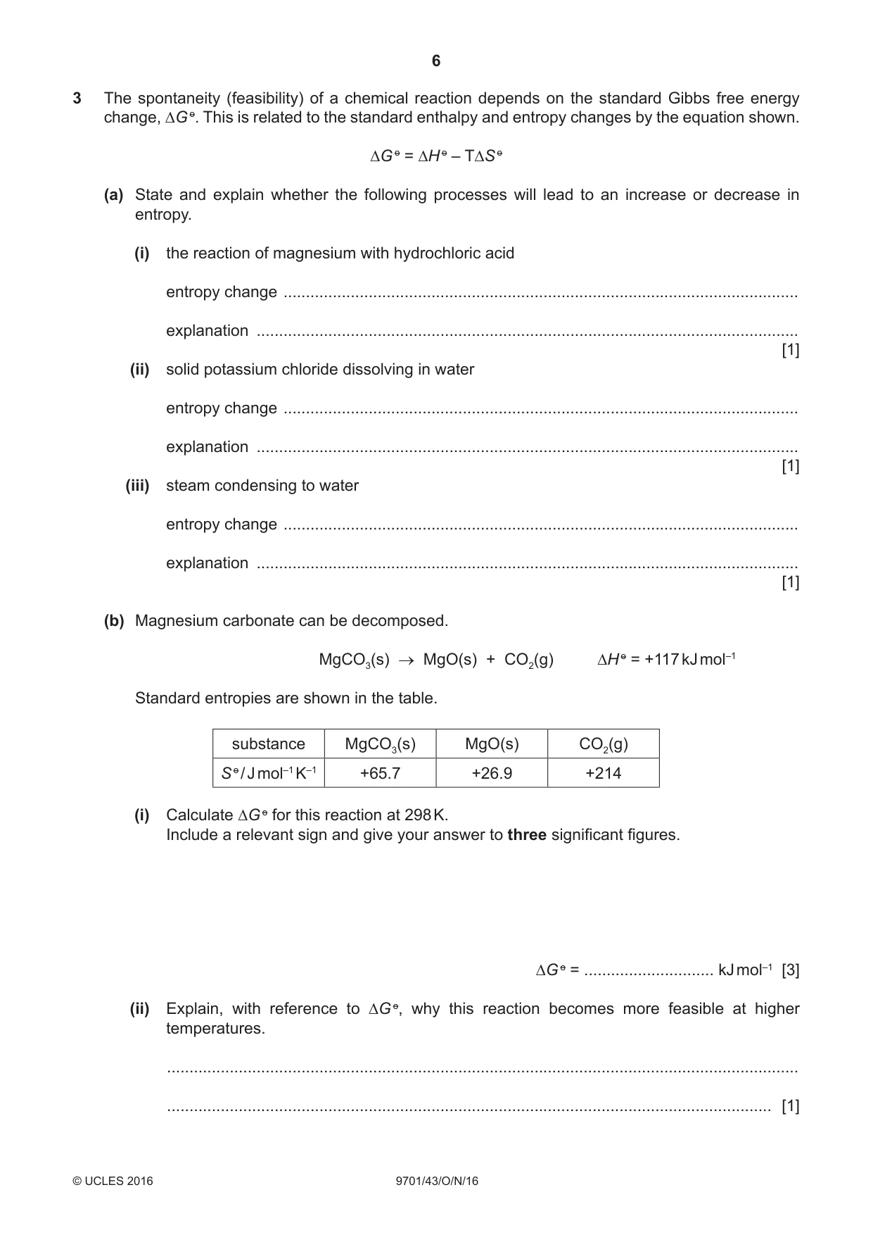 Cambridge A Level Chemistry 9701 2016 Oct/Nov Paper 4 · Variant 3 question paper, page 6 of 20