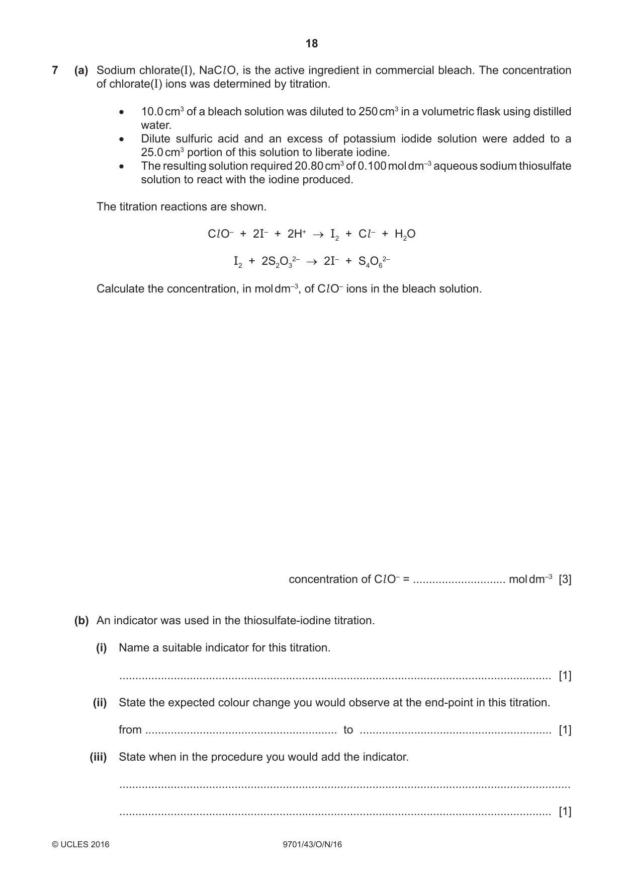 Cambridge A Level Chemistry 9701 2016 Oct/Nov Paper 4 · Variant 3 question paper, page 18 of 20