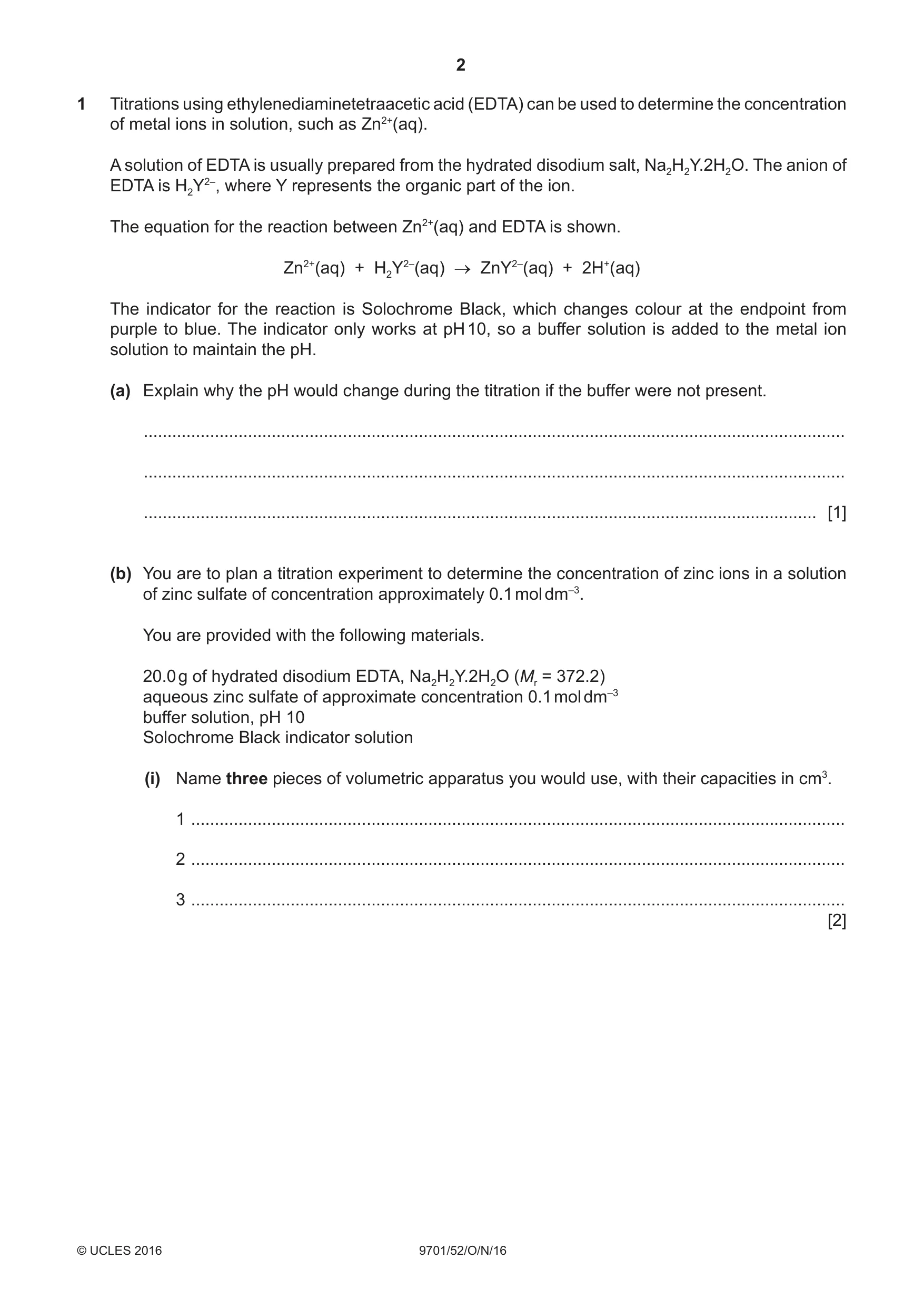 Cambridge A Level Chemistry 9701 2016 Oct/Nov Paper 5 · Variant 2 question paper, page 2 of 12