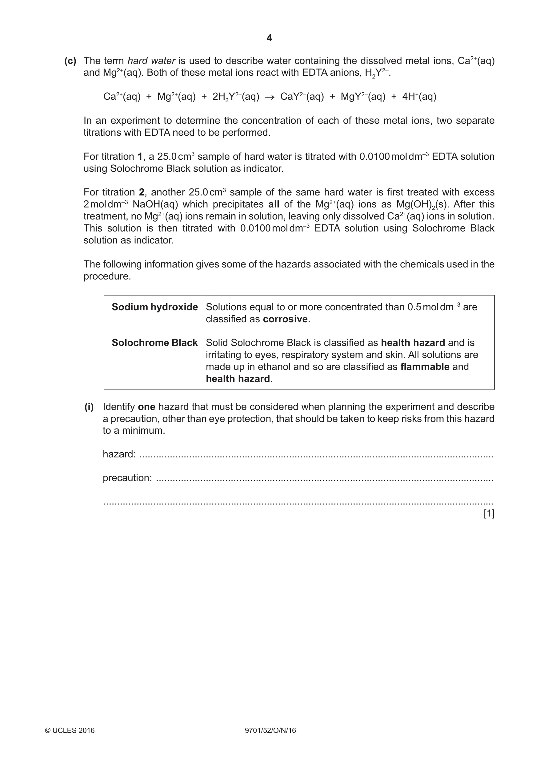 Cambridge A Level Chemistry 9701 2016 Oct/Nov Paper 5 · Variant 2 question paper, page 4 of 12