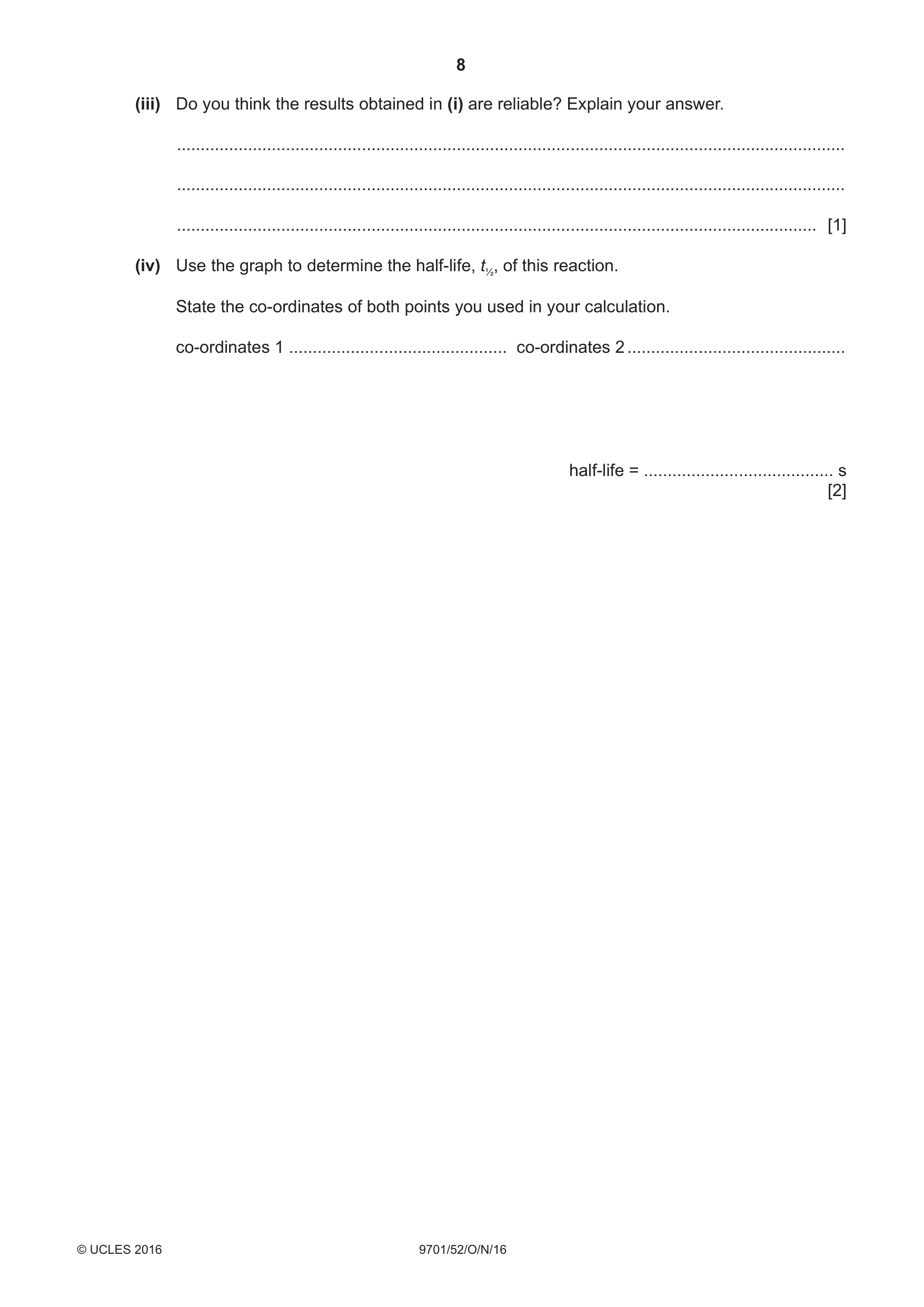 Cambridge A Level Chemistry 9701 2016 Oct/Nov Paper 5 · Variant 2 question paper, page 8 of 12