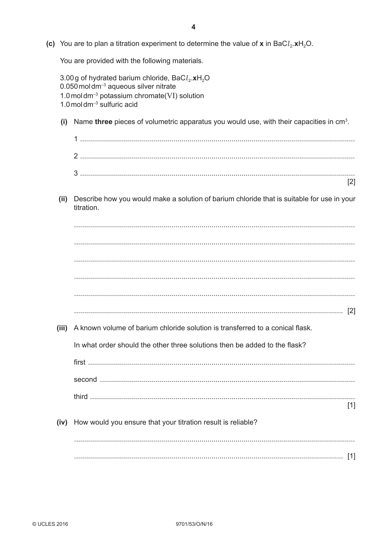 Cambridge A Level Chemistry 9701 2016 Oct/Nov Paper 5 · Variant 3 question paper, page 4 of 12