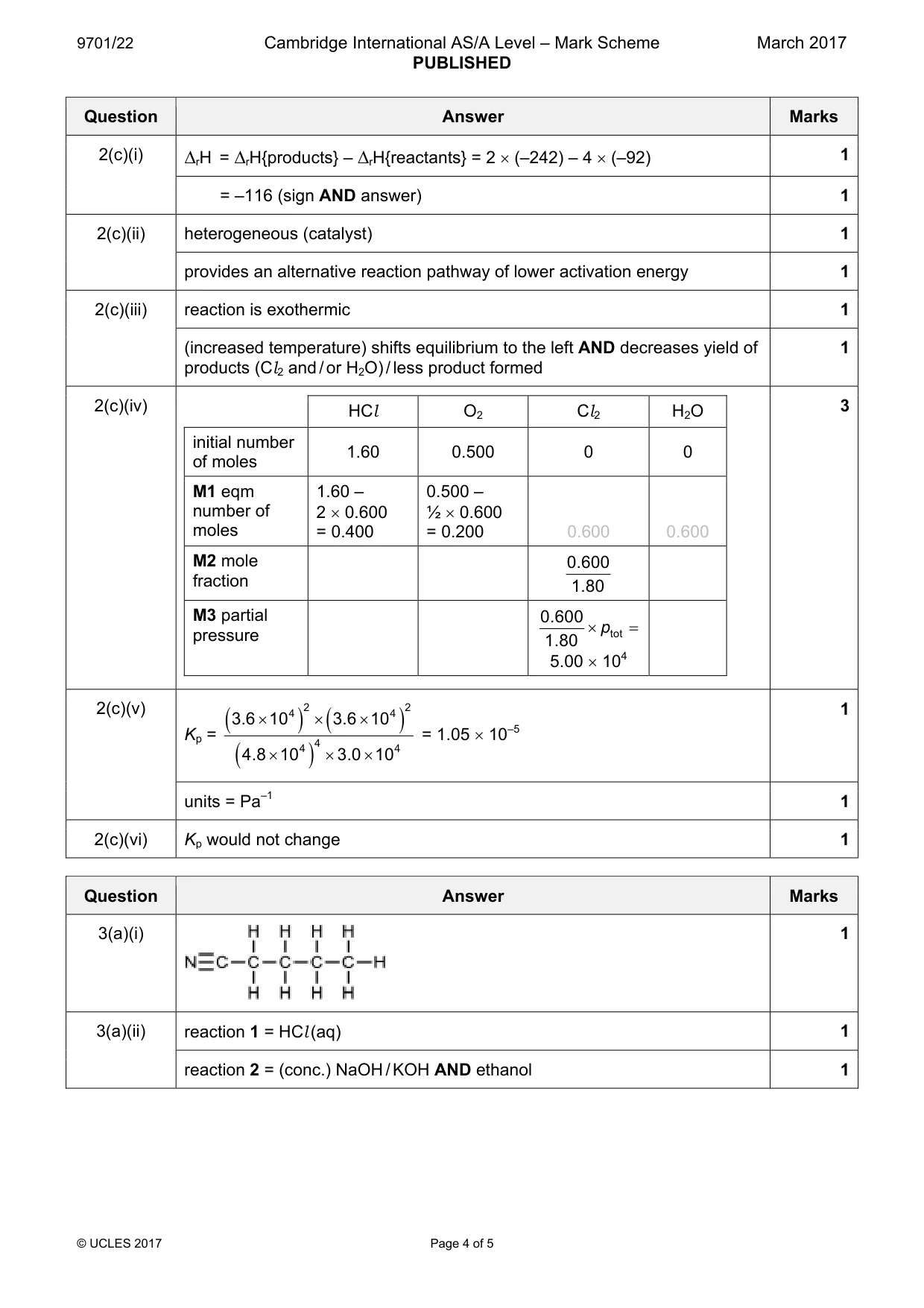 Mark scheme, page 4 of 5