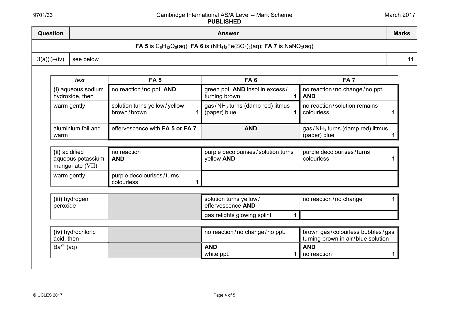 Mark scheme, page 4 of 5