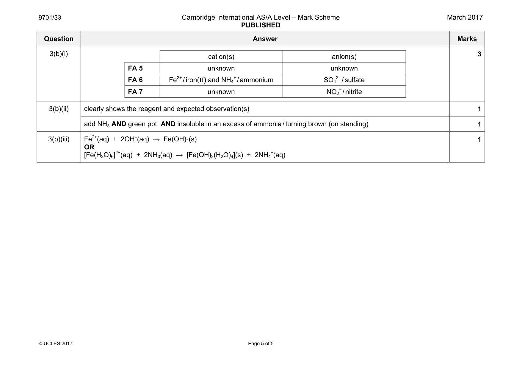 Mark scheme, page 5 of 5