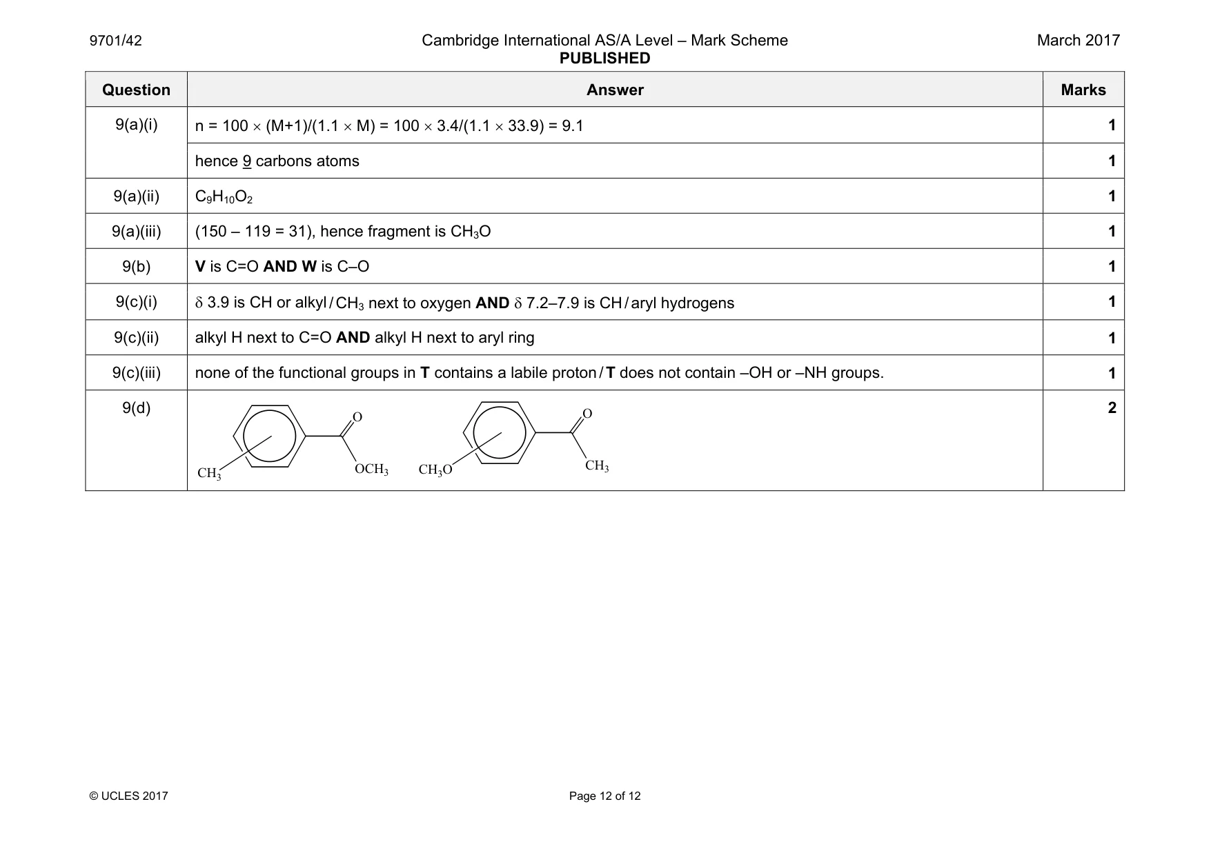 Mark scheme, page 12 of 12