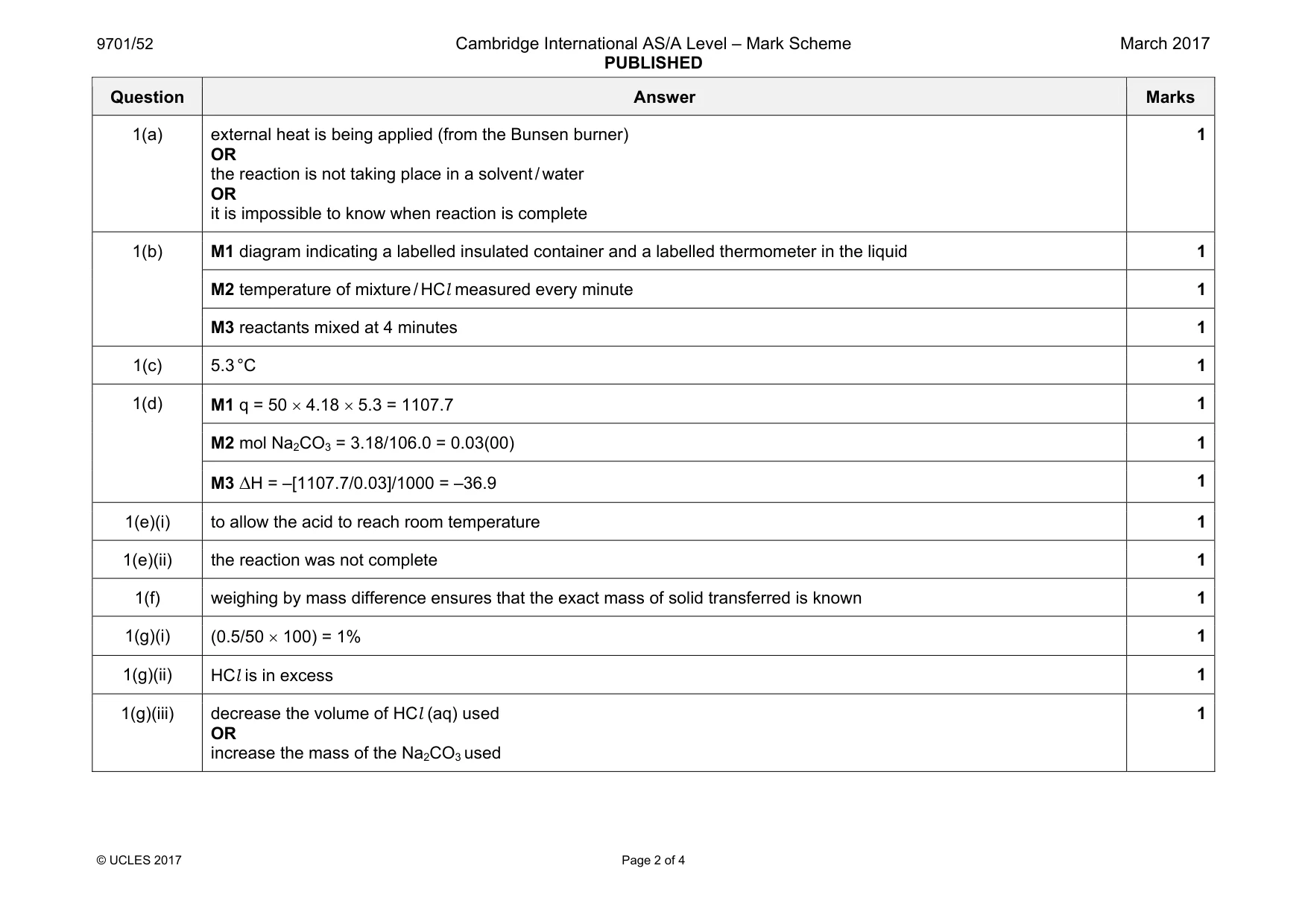 Mark scheme, page 2 of 4