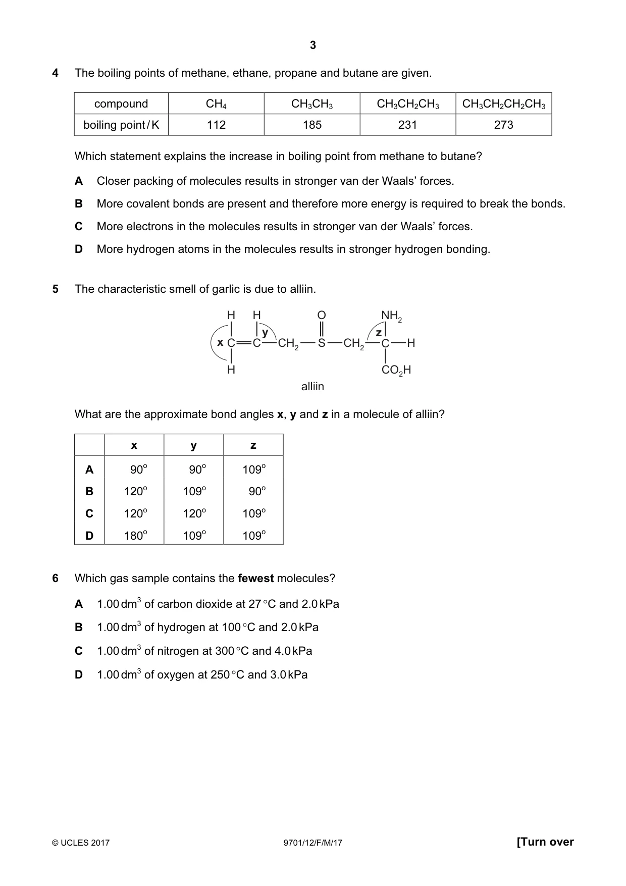 Cambridge A Level Chemistry 9701 2017 Feb/March Paper 1 · Variant 2 question paper, page 3 of 16