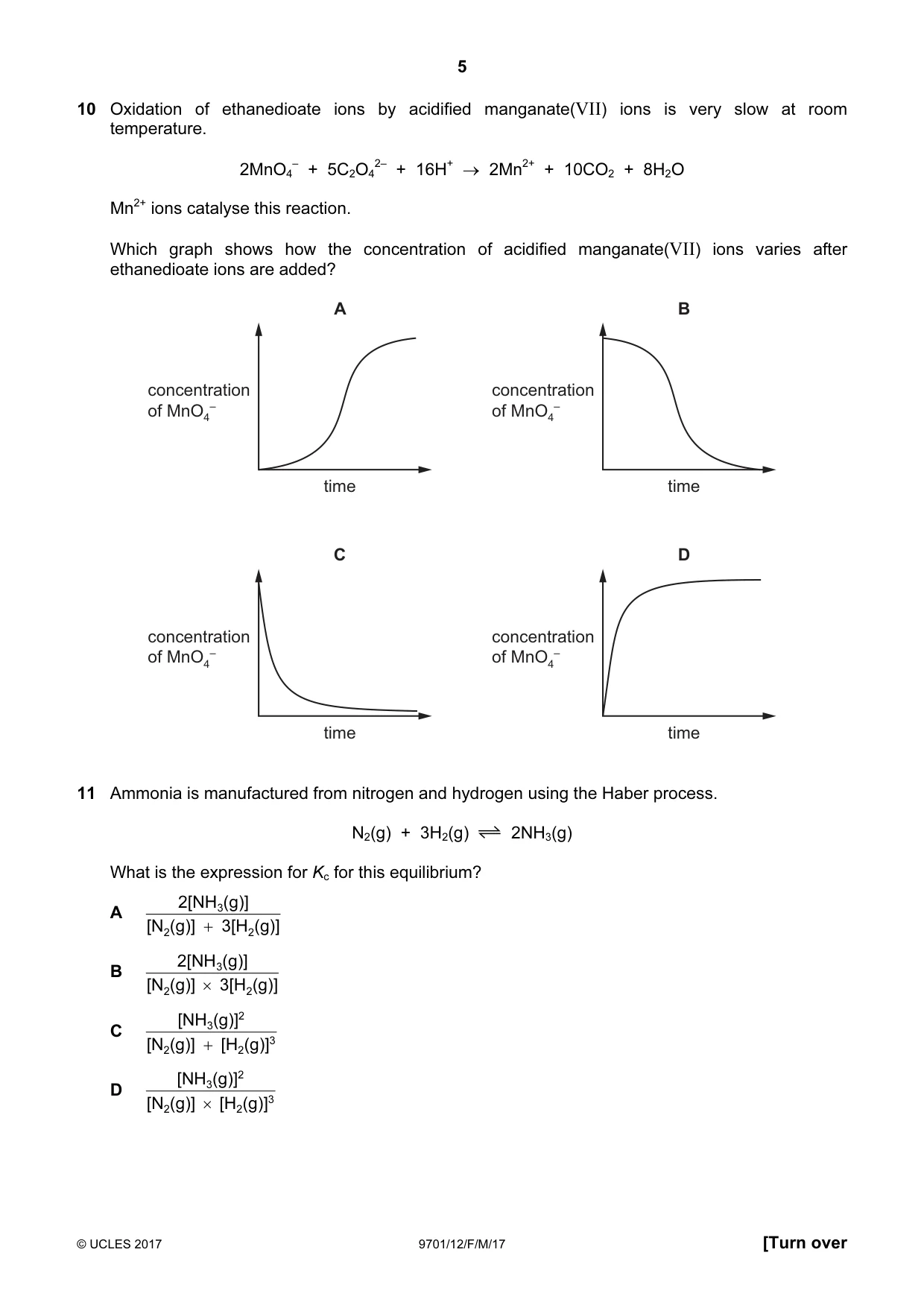 Cambridge A Level Chemistry 9701 2017 Feb/March Paper 1 · Variant 2 question paper, page 5 of 16