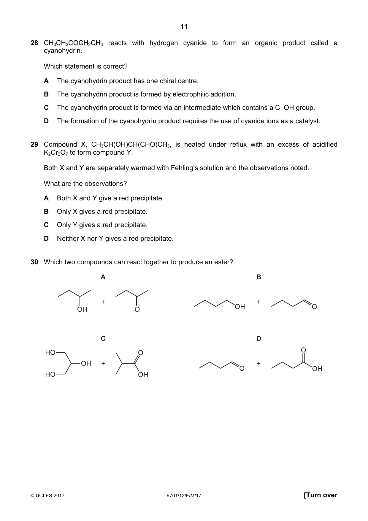 Cambridge A Level Chemistry 9701 2017 Feb/March Paper 1 · Variant 2 question paper, page 11 of 16