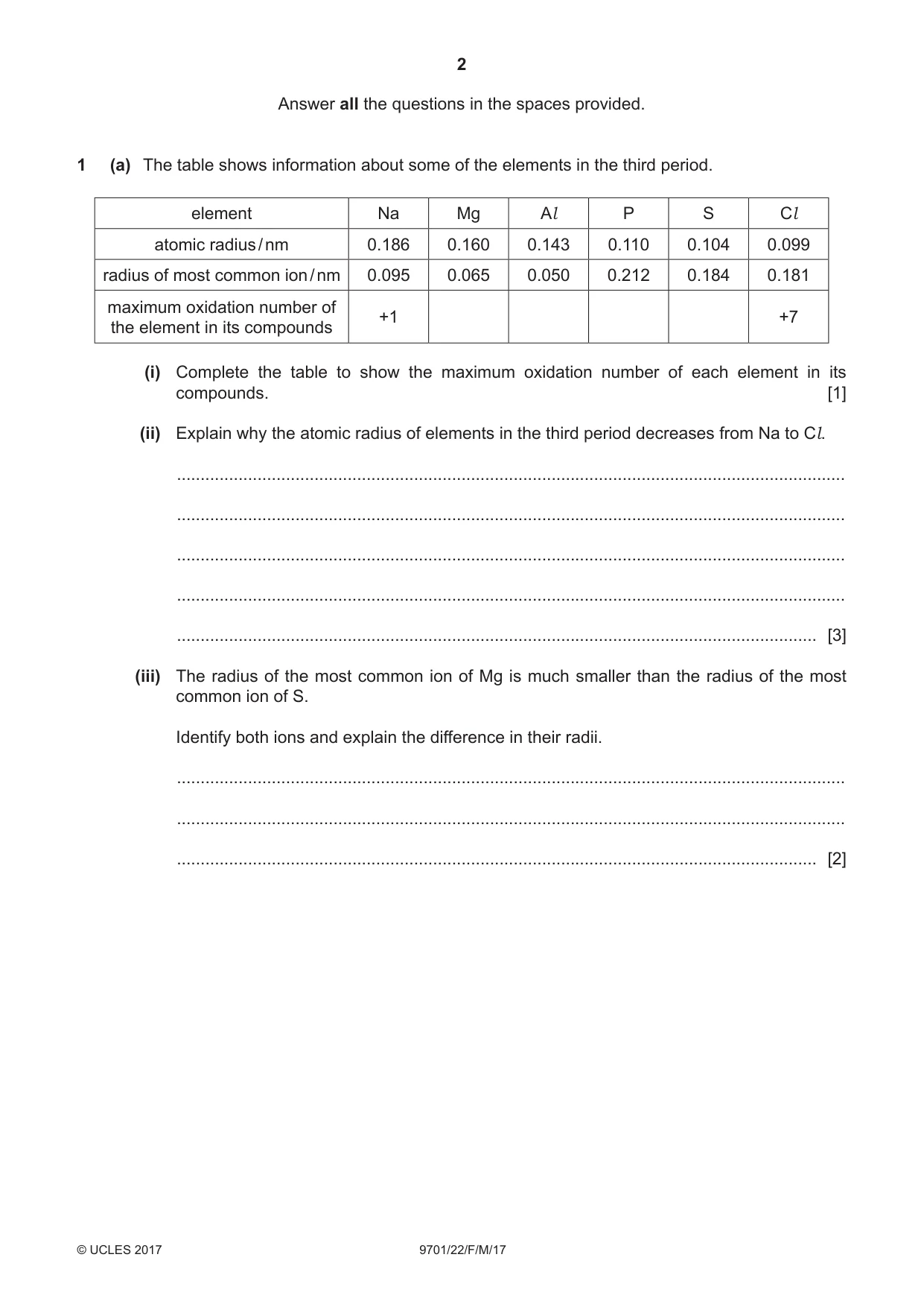 Cambridge A Level Chemistry 9701 2017 Feb/March Paper 2 · Variant 2 question paper, page 2 of 16