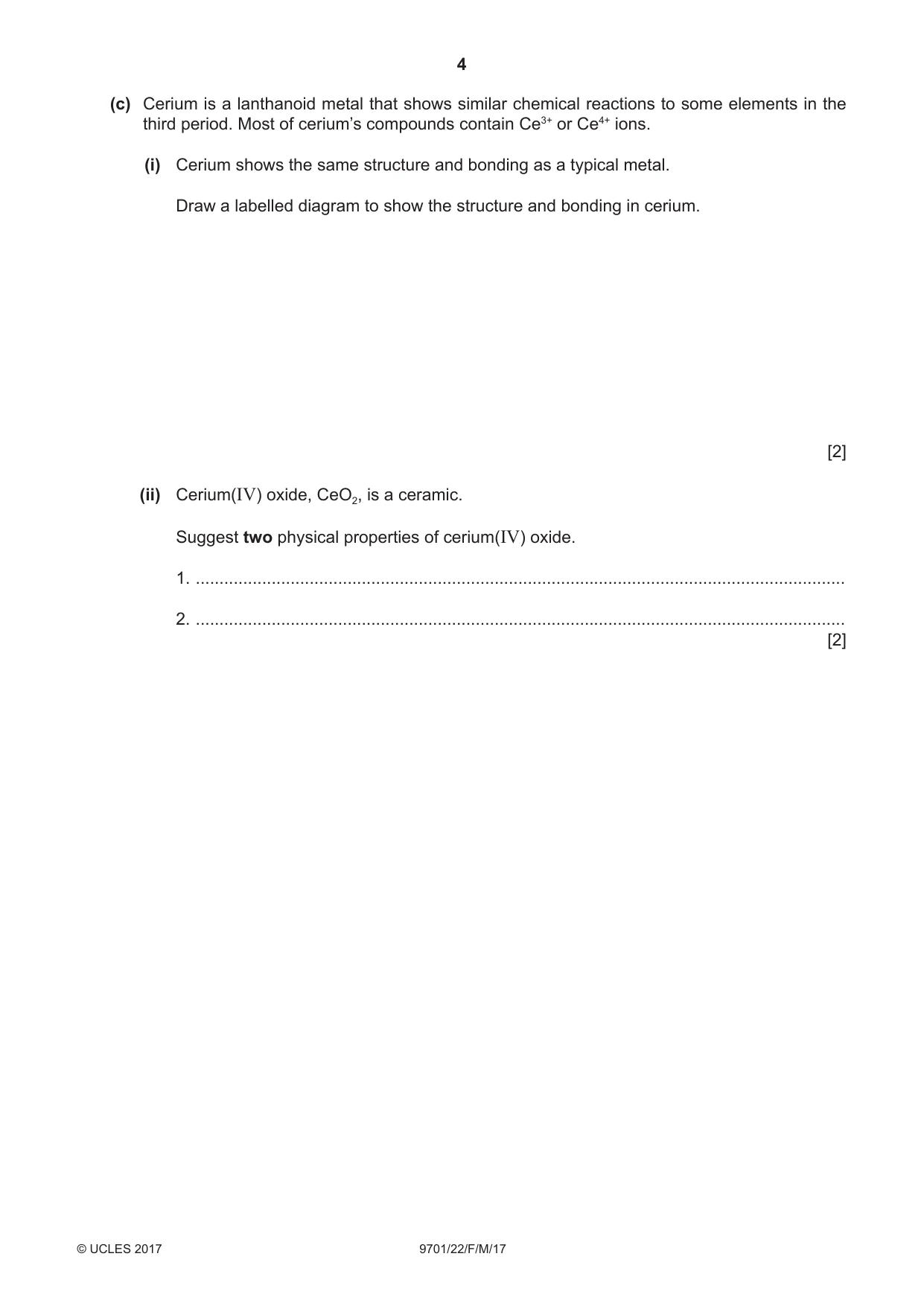 Cambridge A Level Chemistry 9701 2017 Feb/March Paper 2 · Variant 2 question paper, page 4 of 16