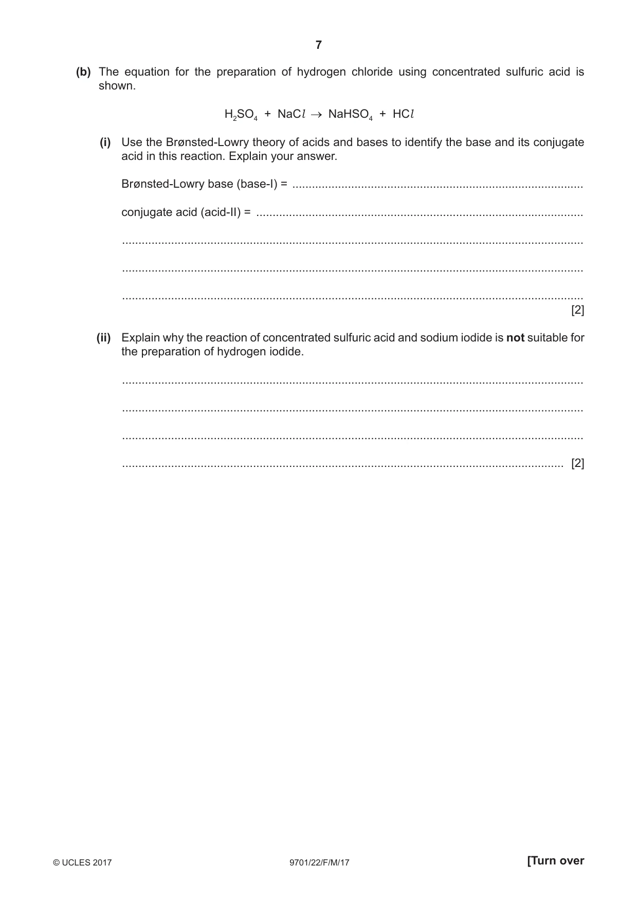 Cambridge A Level Chemistry 9701 2017 Feb/March Paper 2 · Variant 2 question paper, page 7 of 16