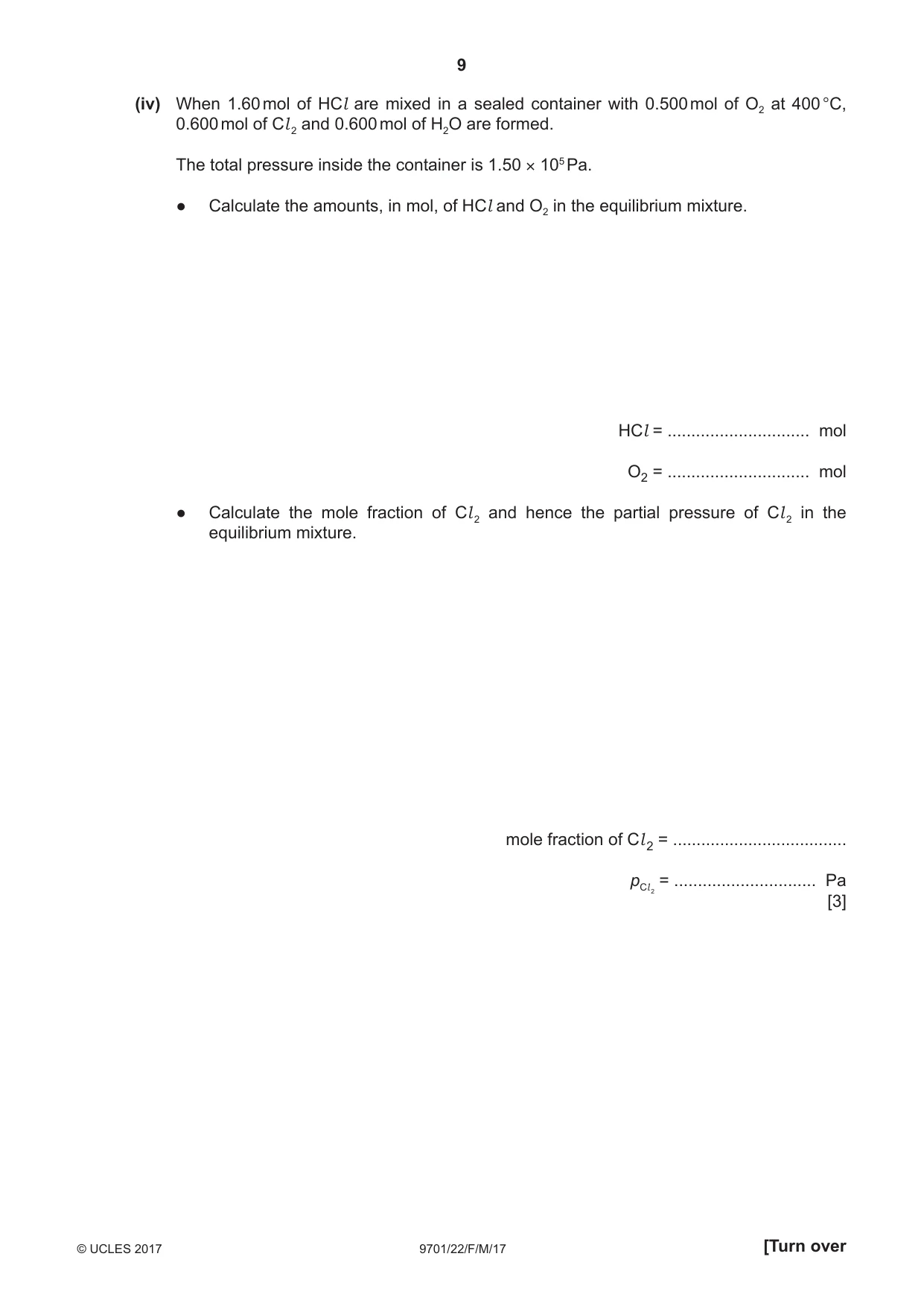 Cambridge A Level Chemistry 9701 2017 Feb/March Paper 2 · Variant 2 question paper, page 9 of 16