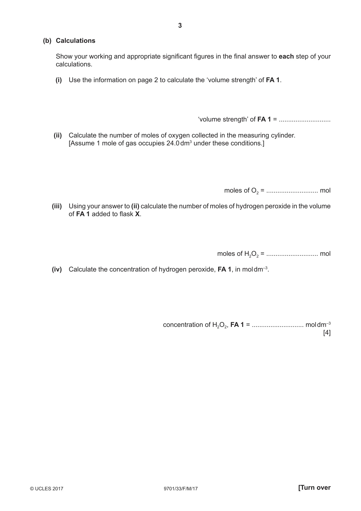 Cambridge A Level Chemistry 9701 2017 Feb/March Paper 3 · Variant 3 question paper, page 3 of 12
