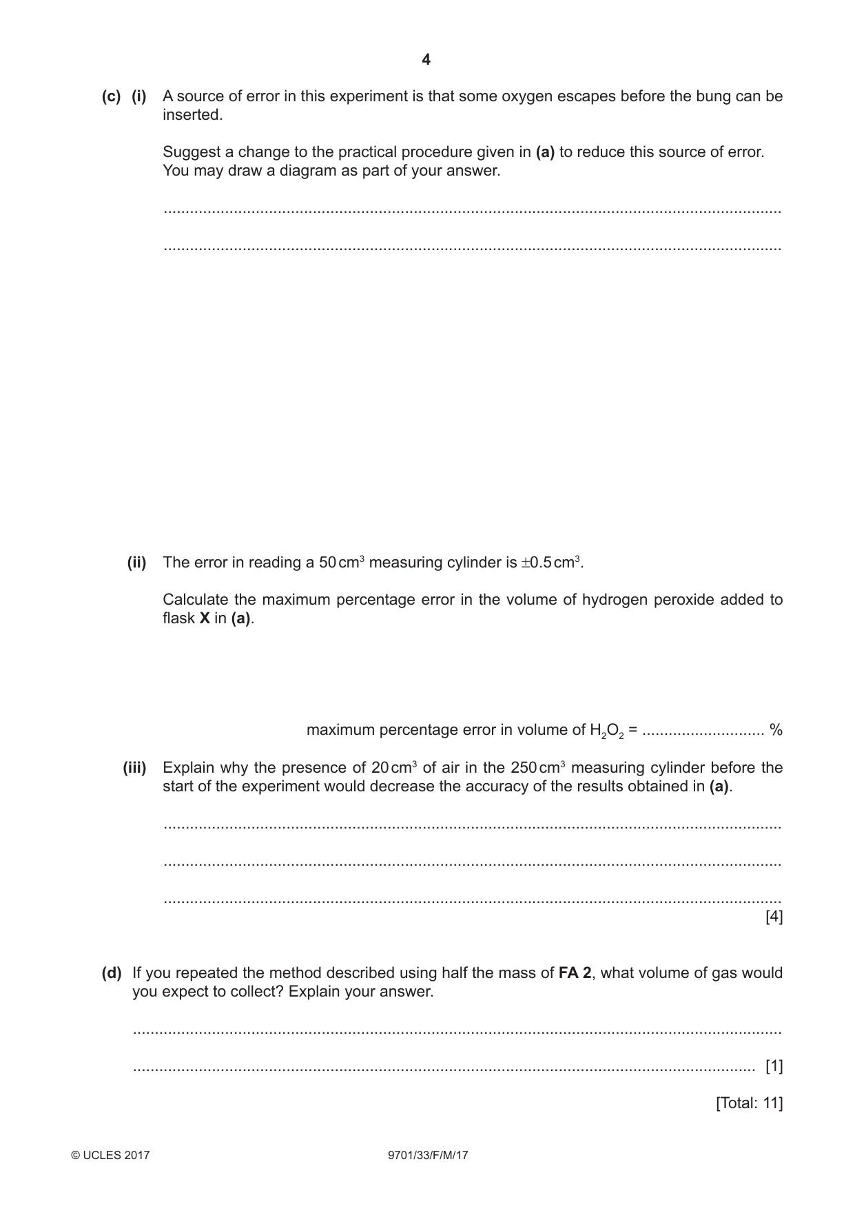 Cambridge A Level Chemistry 9701 2017 Feb/March Paper 3 · Variant 3 question paper, page 4 of 12