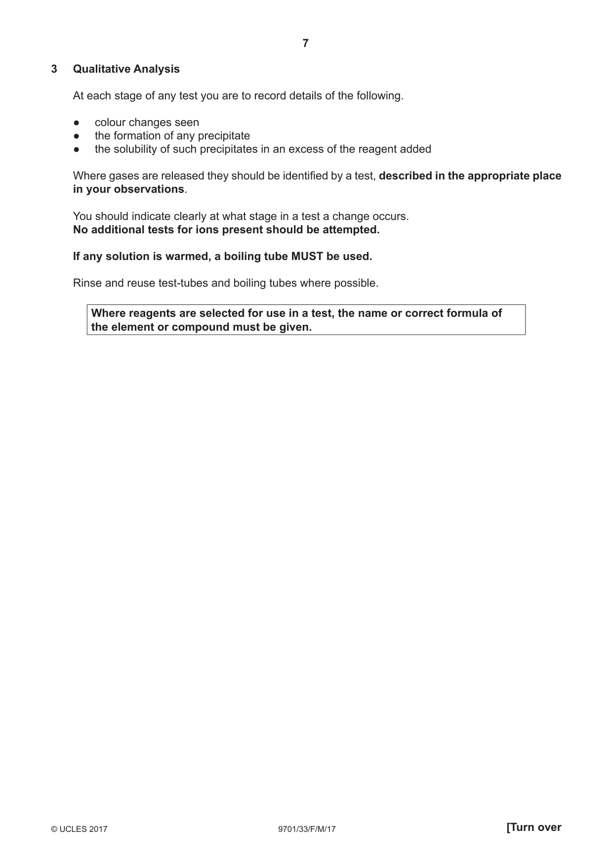 Cambridge A Level Chemistry 9701 2017 Feb/March Paper 3 · Variant 3 question paper, page 7 of 12