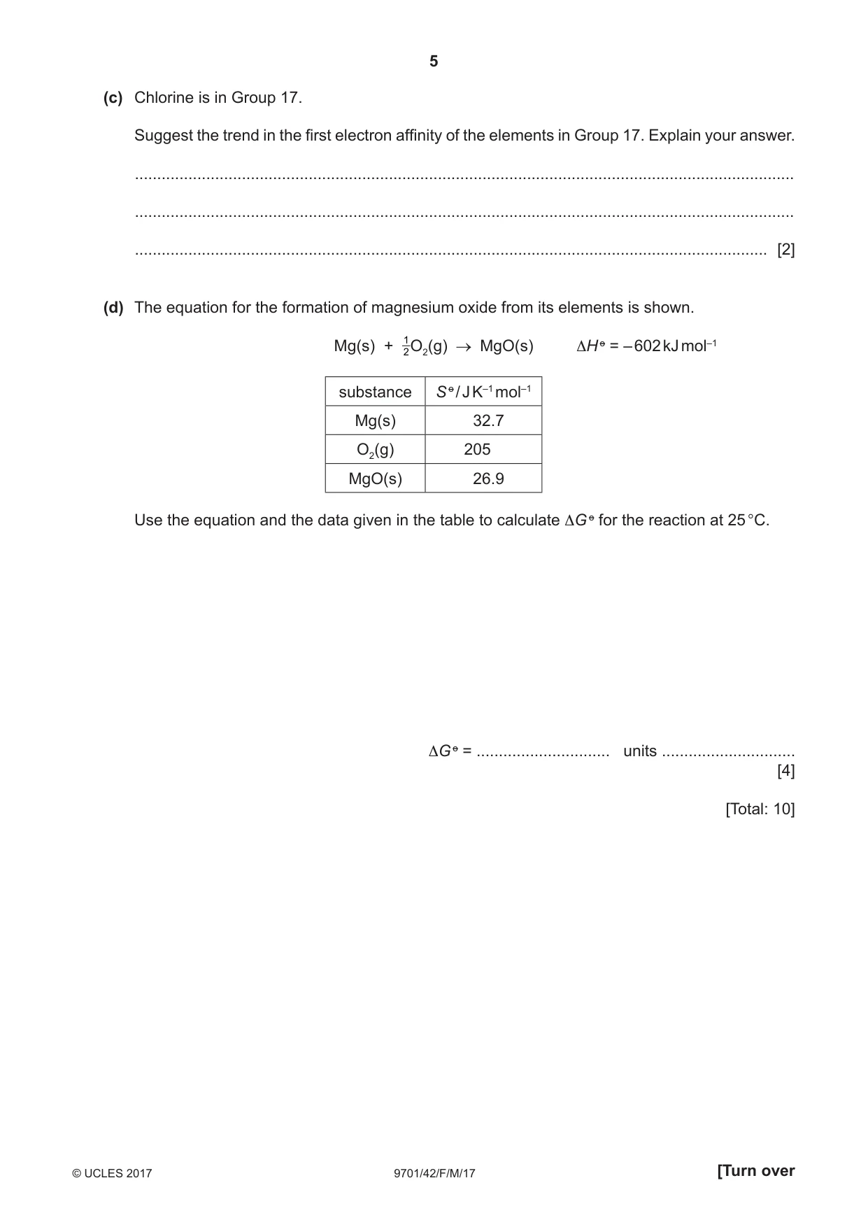 Cambridge A Level Chemistry 9701 2017 Feb/March Paper 4 · Variant 2 question paper, page 5 of 24