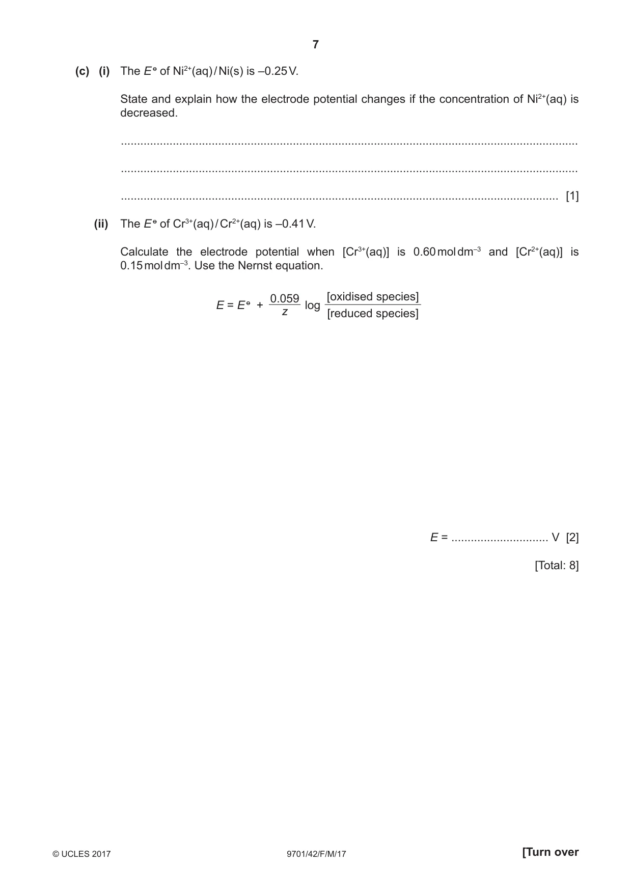 Cambridge A Level Chemistry 9701 2017 Feb/March Paper 4 · Variant 2 question paper, page 7 of 24