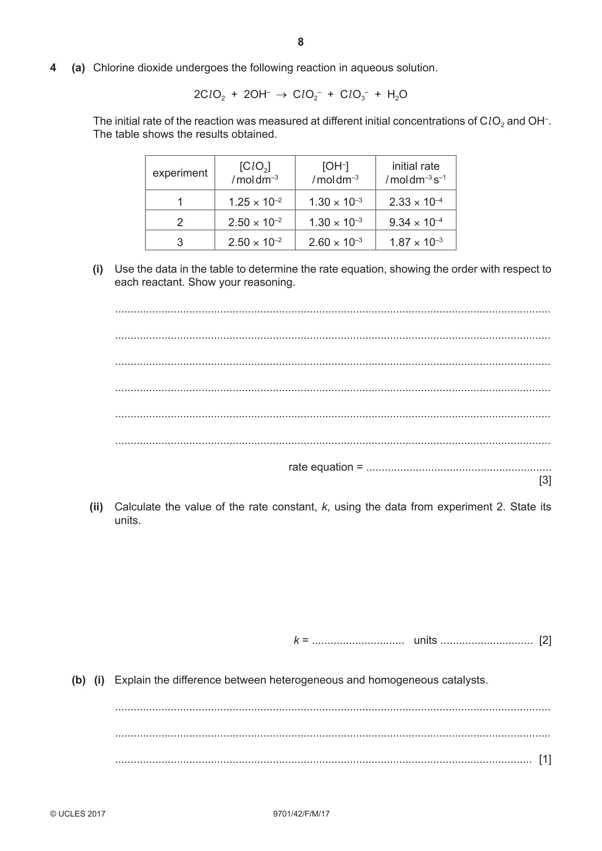 Cambridge A Level Chemistry 9701 2017 Feb/March Paper 4 · Variant 2 question paper, page 8 of 24