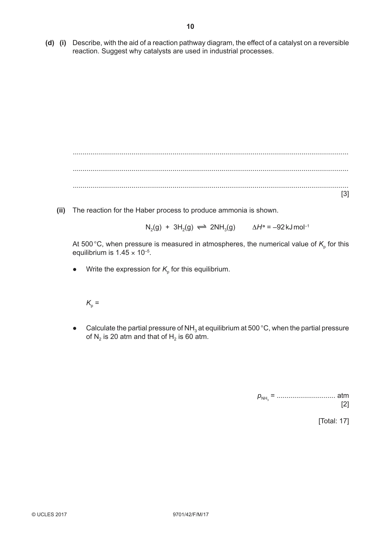 Cambridge A Level Chemistry 9701 2017 Feb/March Paper 4 · Variant 2 question paper, page 10 of 24