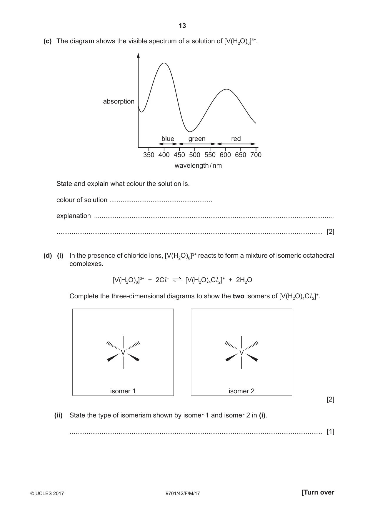 Cambridge A Level Chemistry 9701 2017 Feb/March Paper 4 · Variant 2 question paper, page 13 of 24