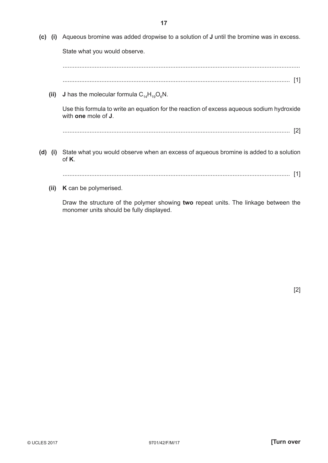 Cambridge A Level Chemistry 9701 2017 Feb/March Paper 4 · Variant 2 question paper, page 17 of 24