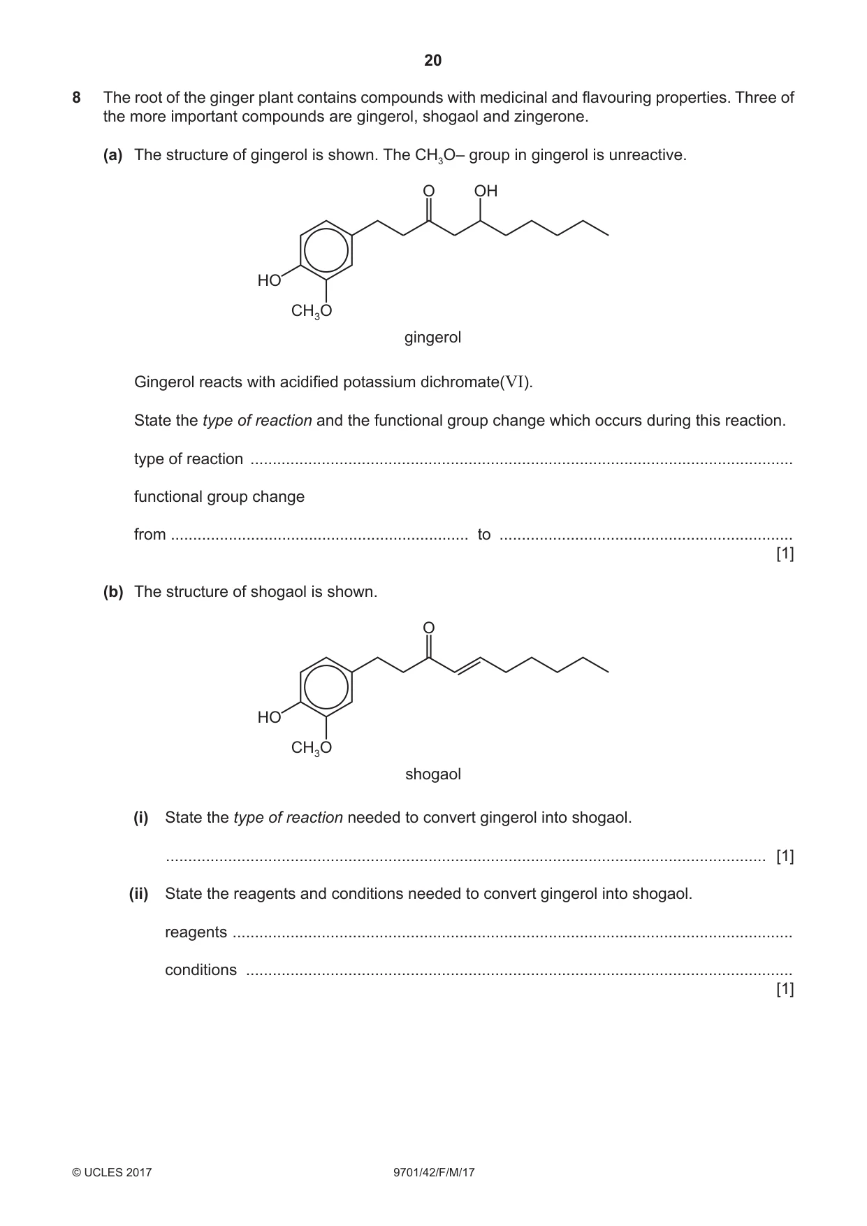Cambridge A Level Chemistry 9701 2017 Feb/March Paper 4 · Variant 2 question paper, page 20 of 24