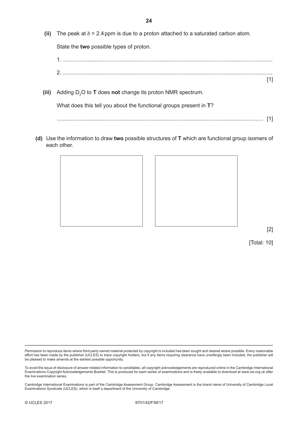 Cambridge A Level Chemistry 9701 2017 Feb/March Paper 4 · Variant 2 question paper, page 24 of 24