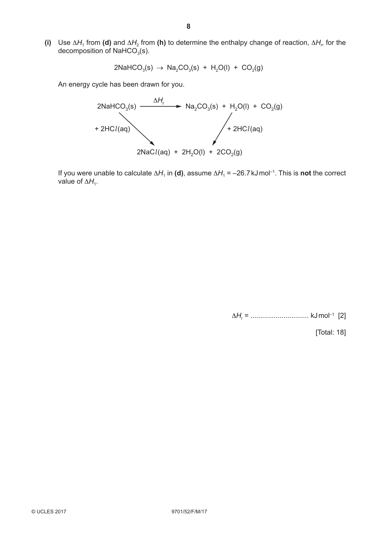 Cambridge A Level Chemistry 9701 2017 Feb/March Paper 5 · Variant 2 question paper, page 8 of 12