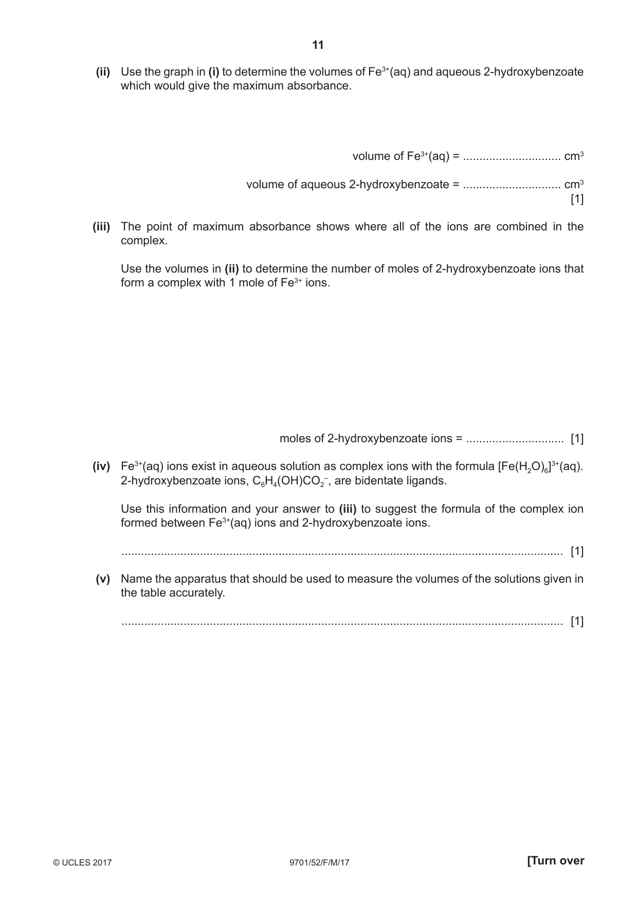 Cambridge A Level Chemistry 9701 2017 Feb/March Paper 5 · Variant 2 question paper, page 11 of 12