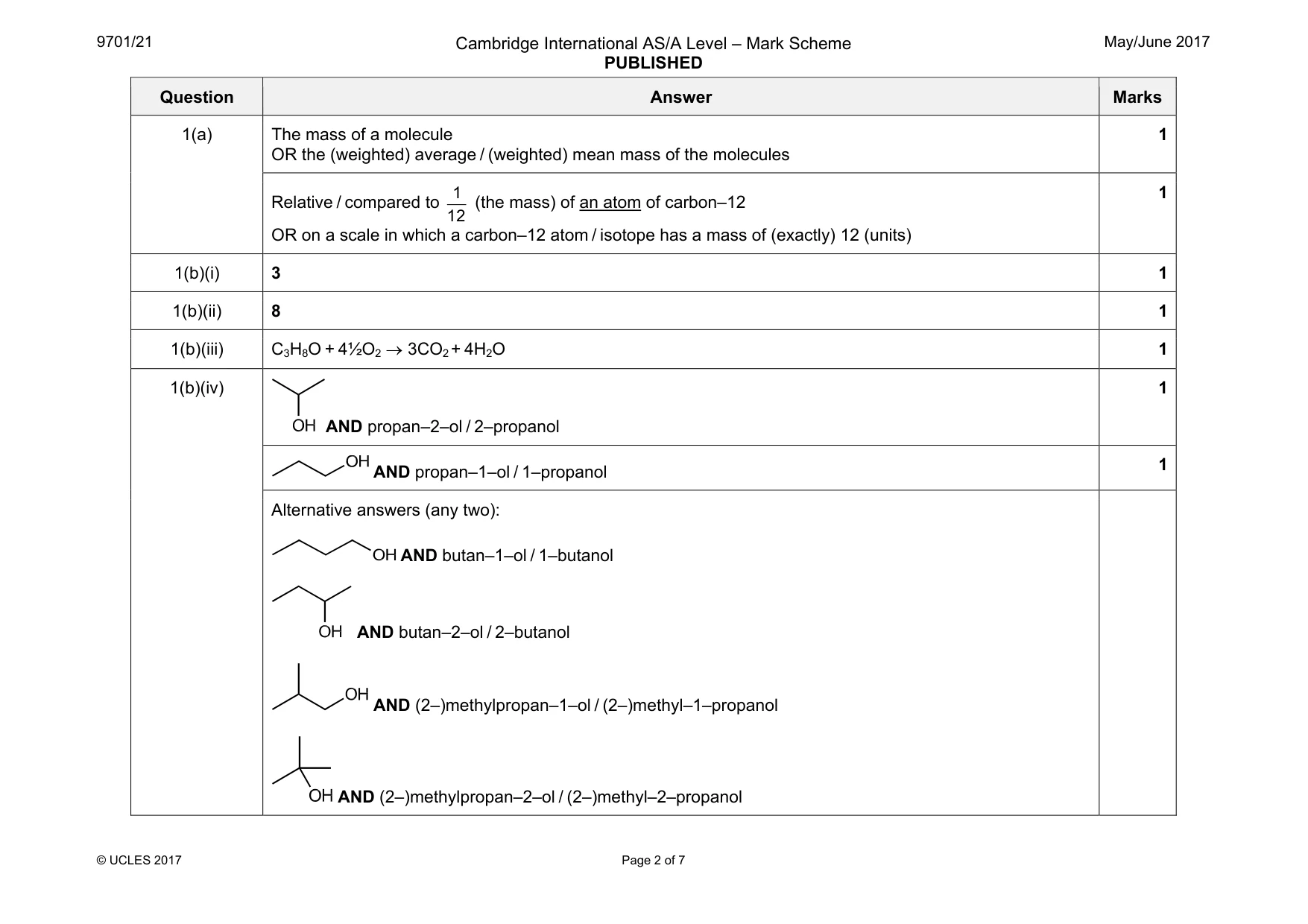 Mark scheme, page 2 of 7