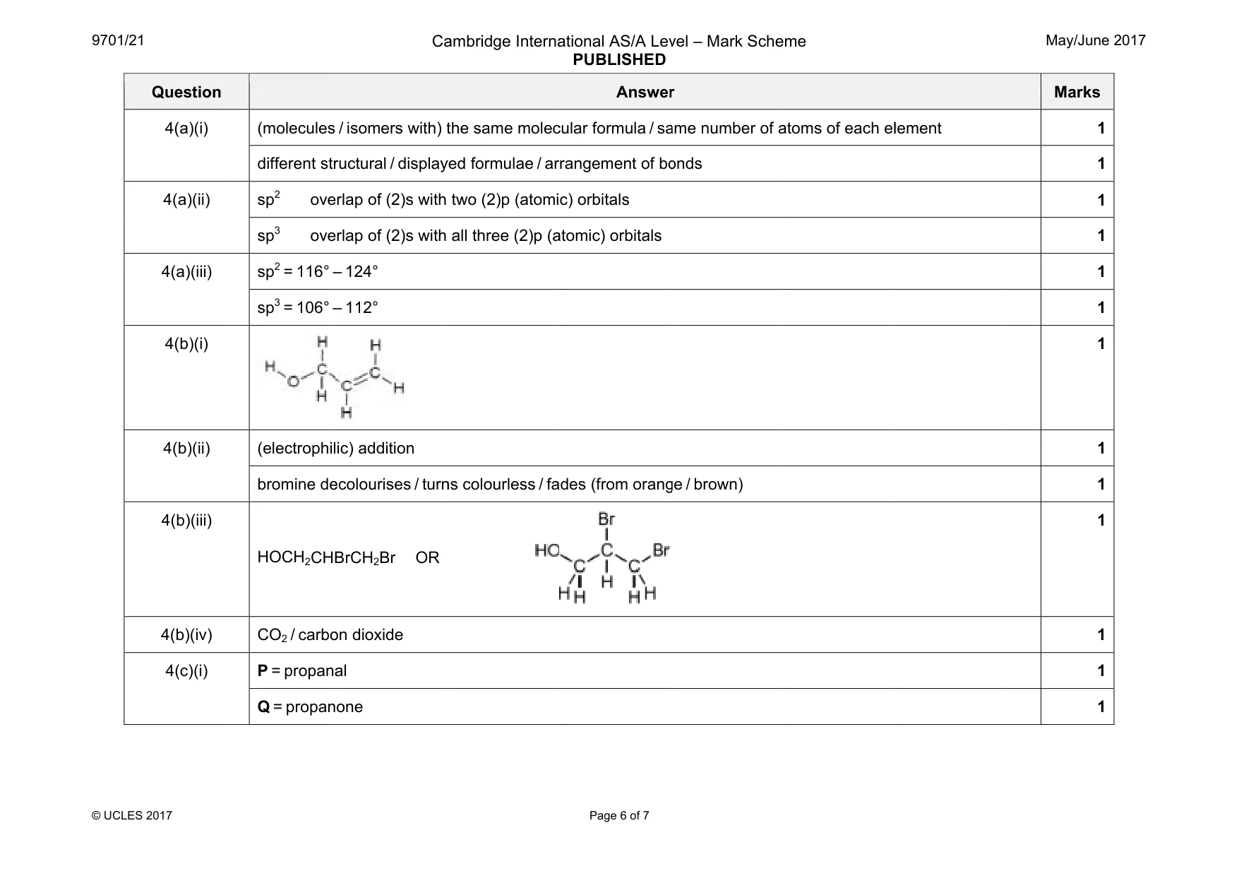 Mark scheme, page 6 of 7