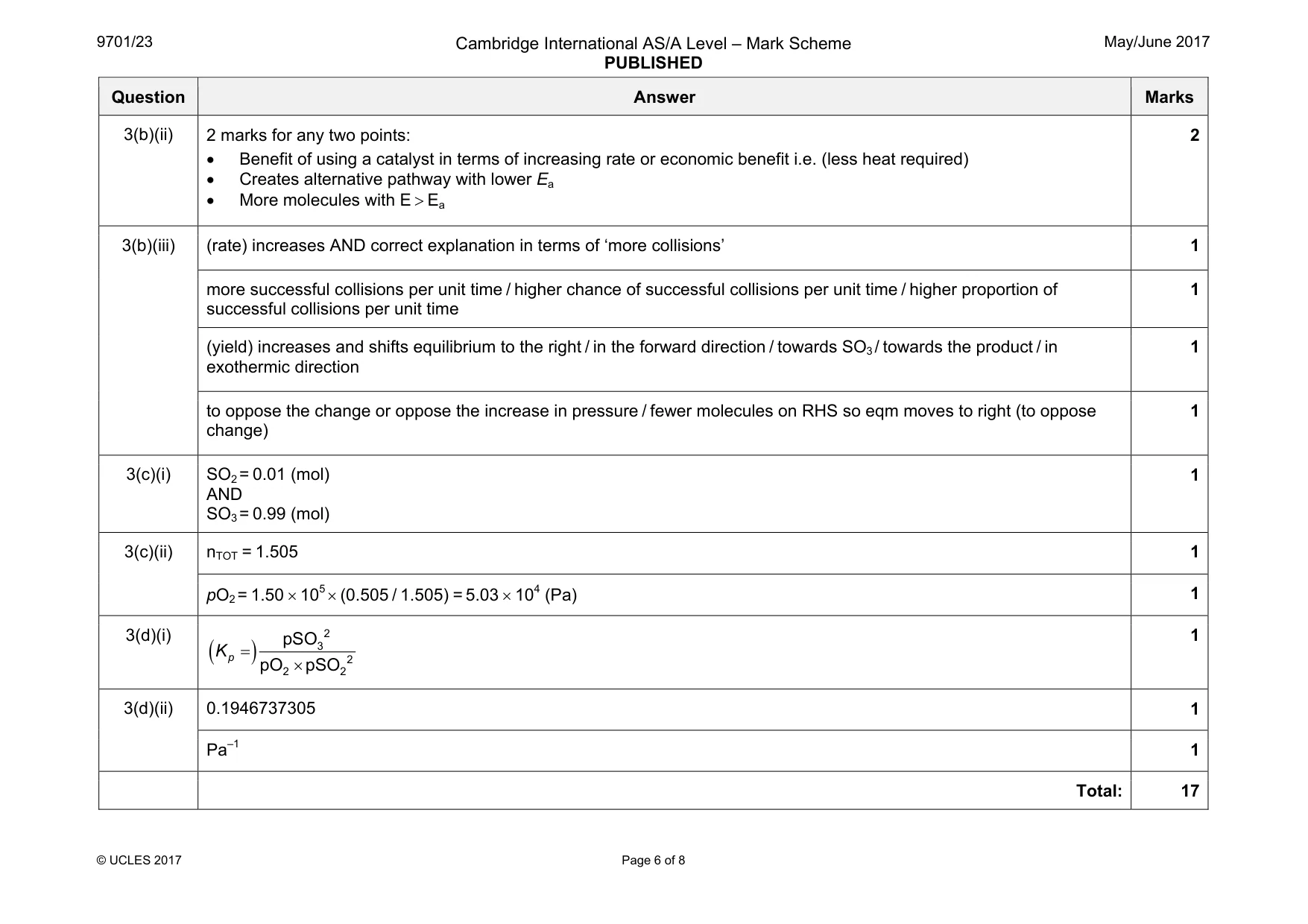 Mark scheme, page 6 of 8