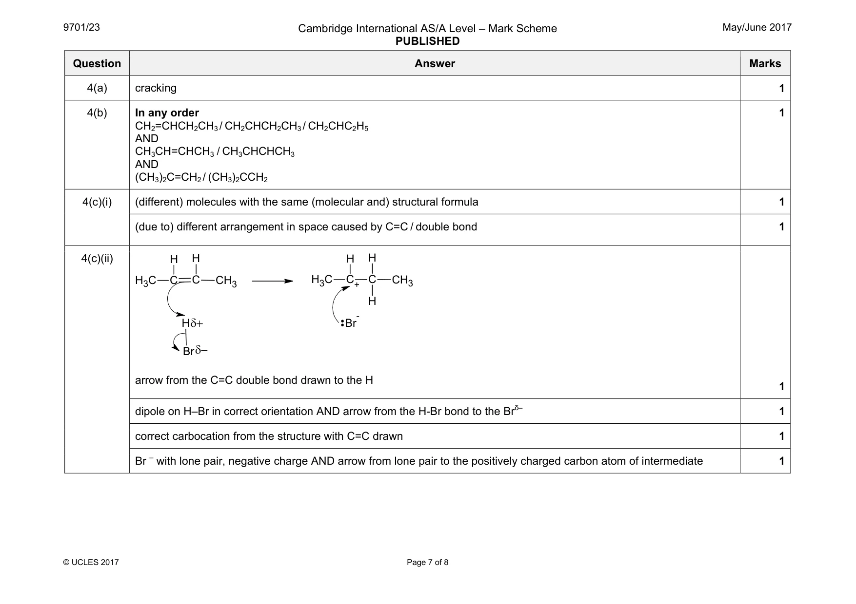 Mark scheme, page 7 of 8