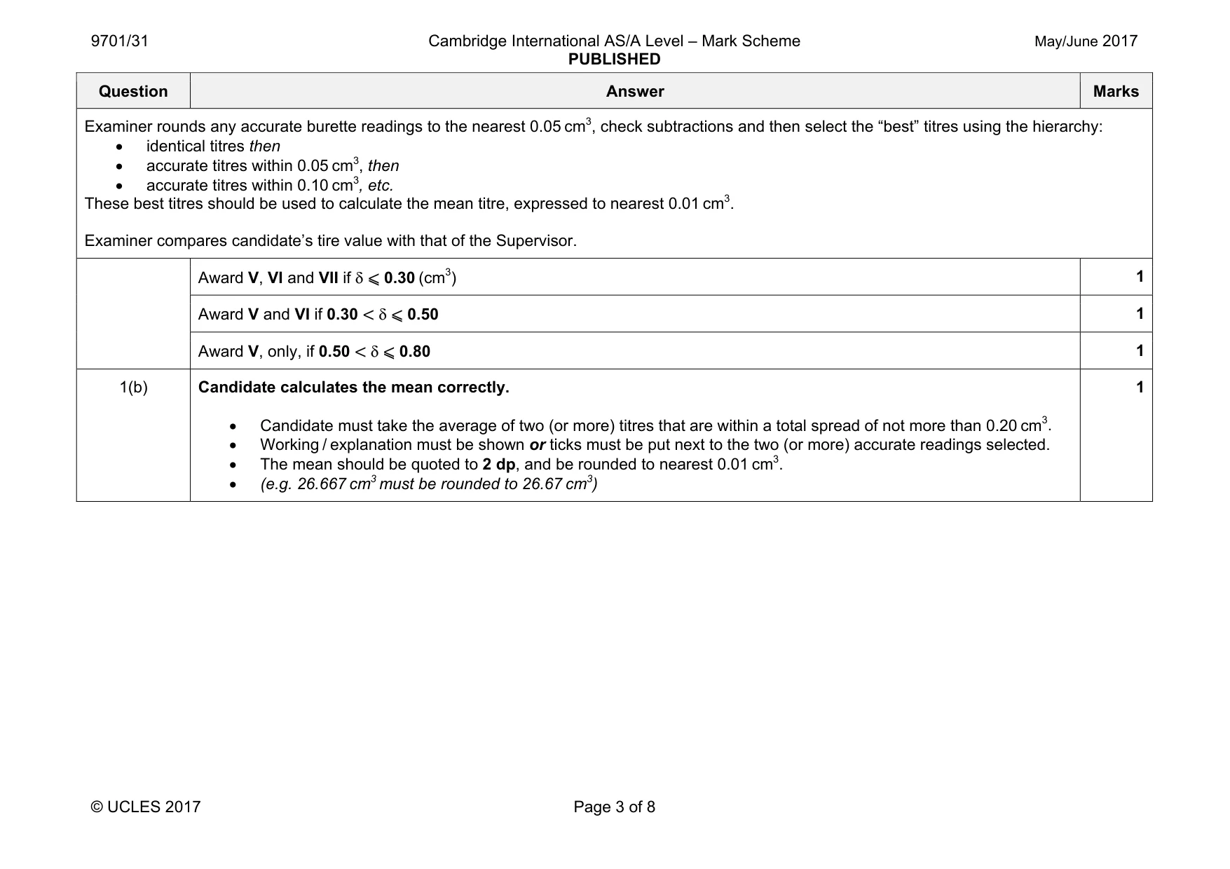 Mark scheme, page 3 of 8