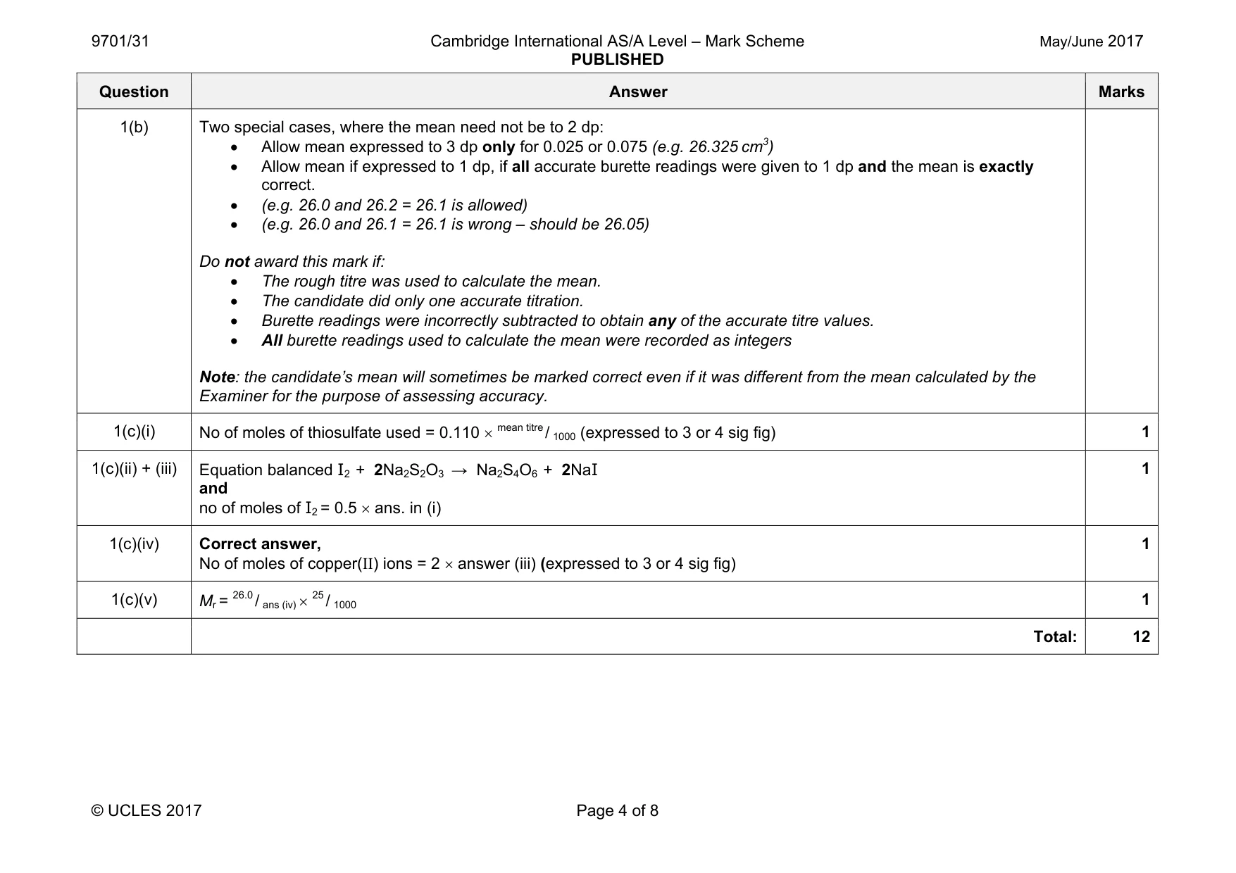 Mark scheme, page 4 of 8