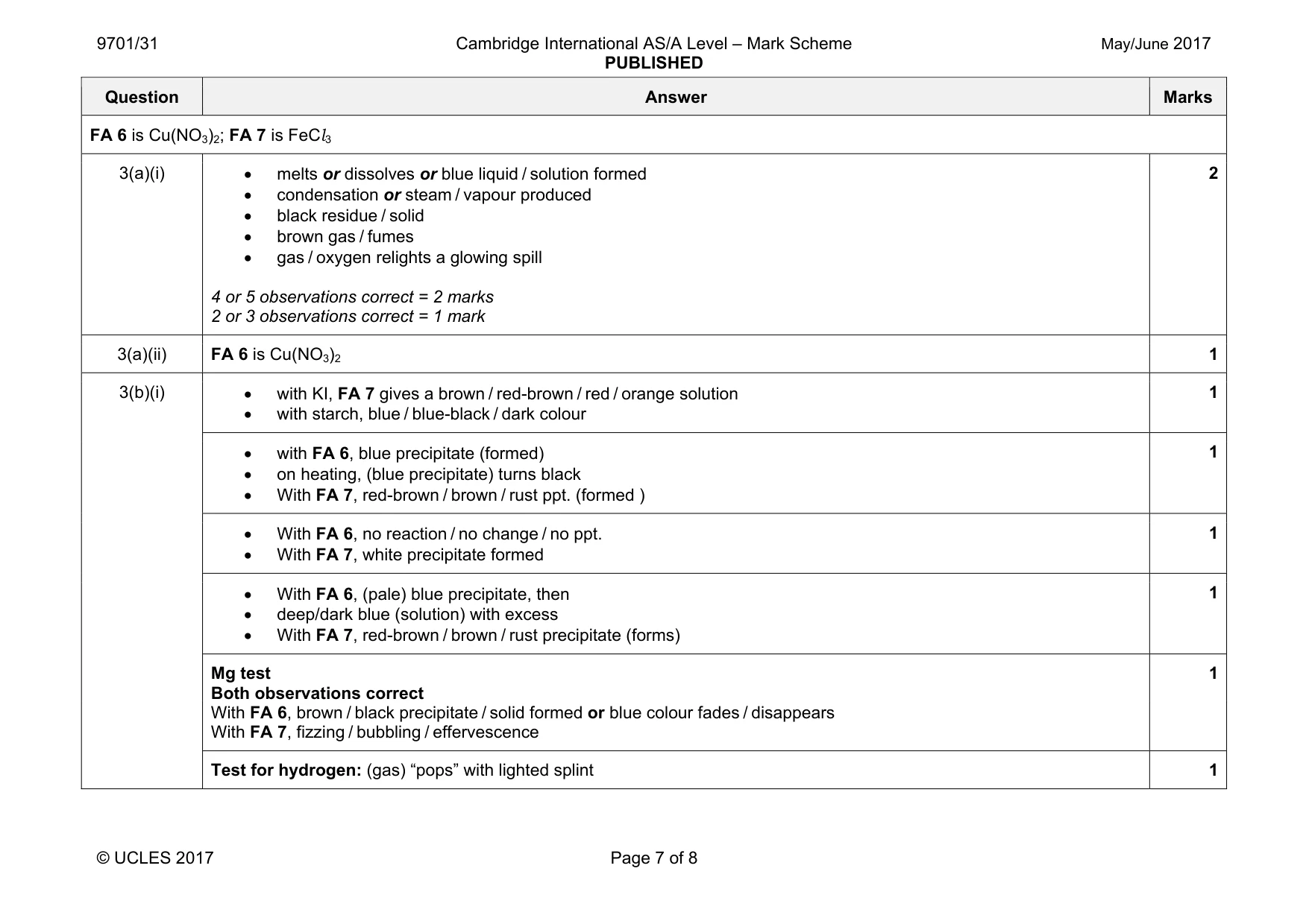 Mark scheme, page 7 of 8
