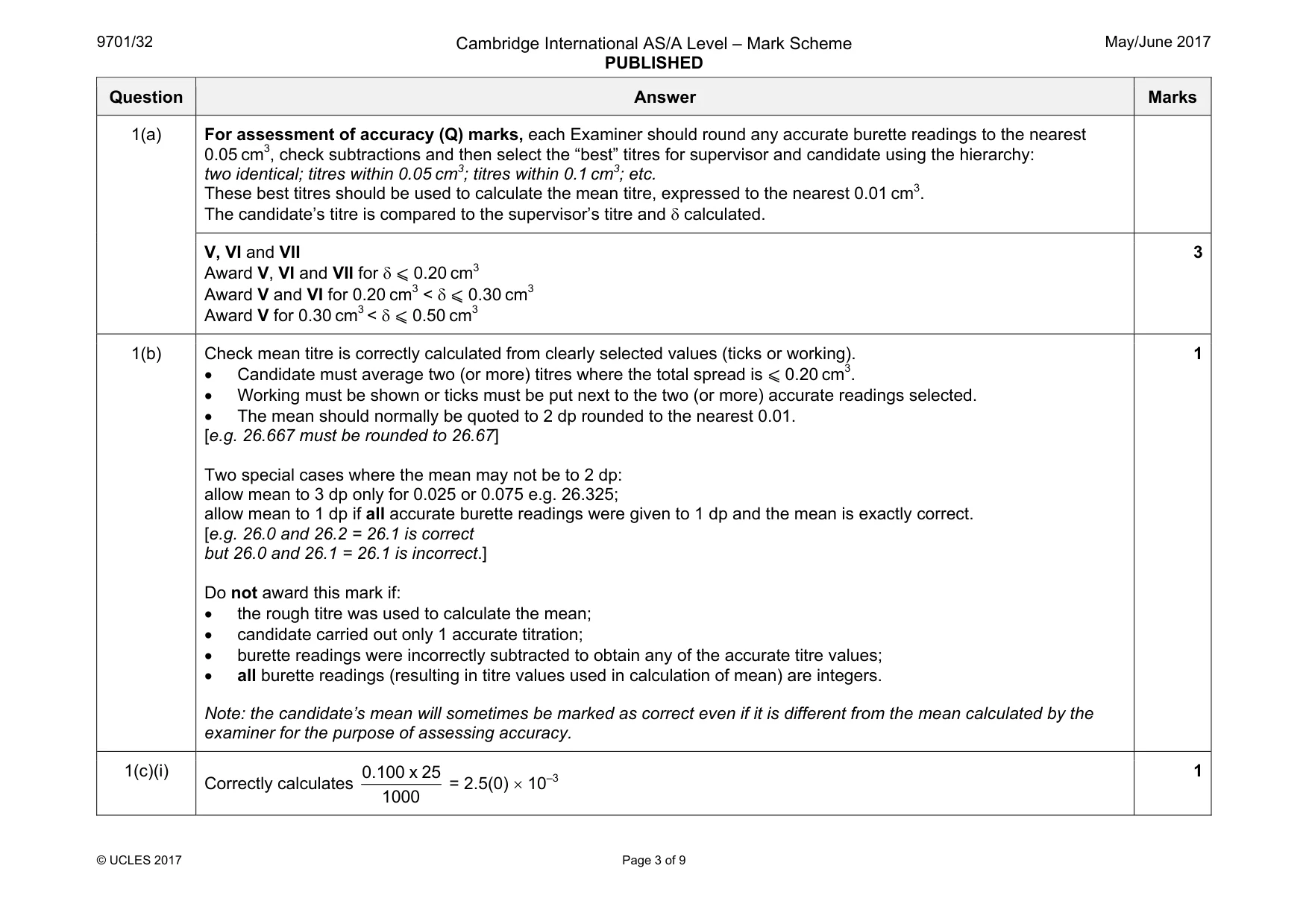 Mark scheme, page 3 of 9