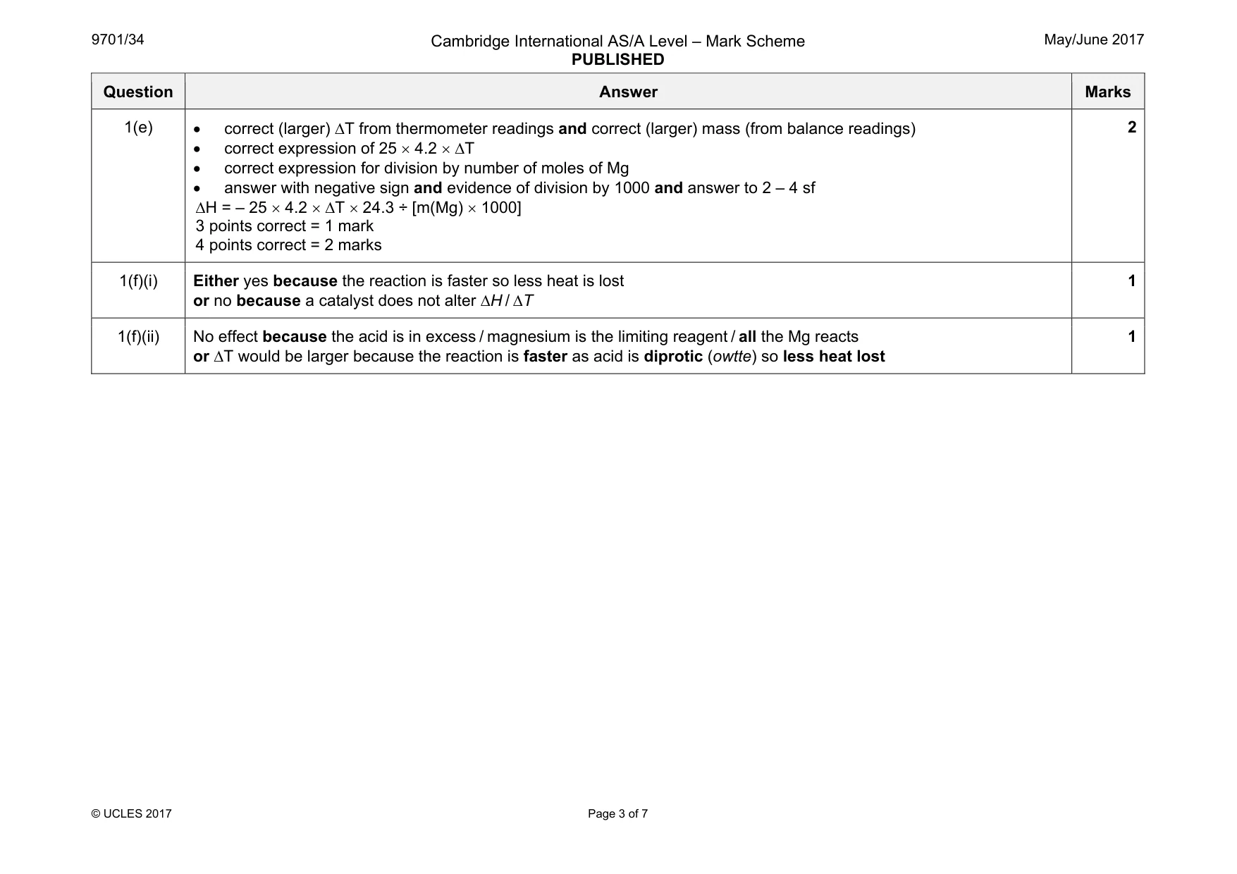 Mark scheme, page 3 of 7