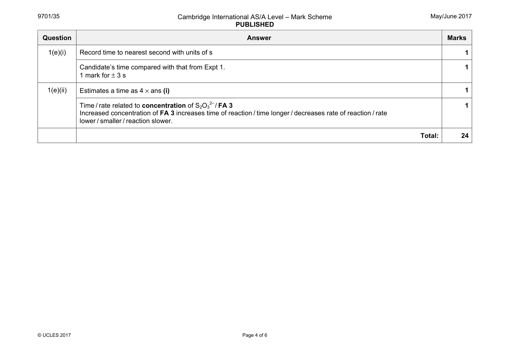 Mark scheme, page 4 of 6